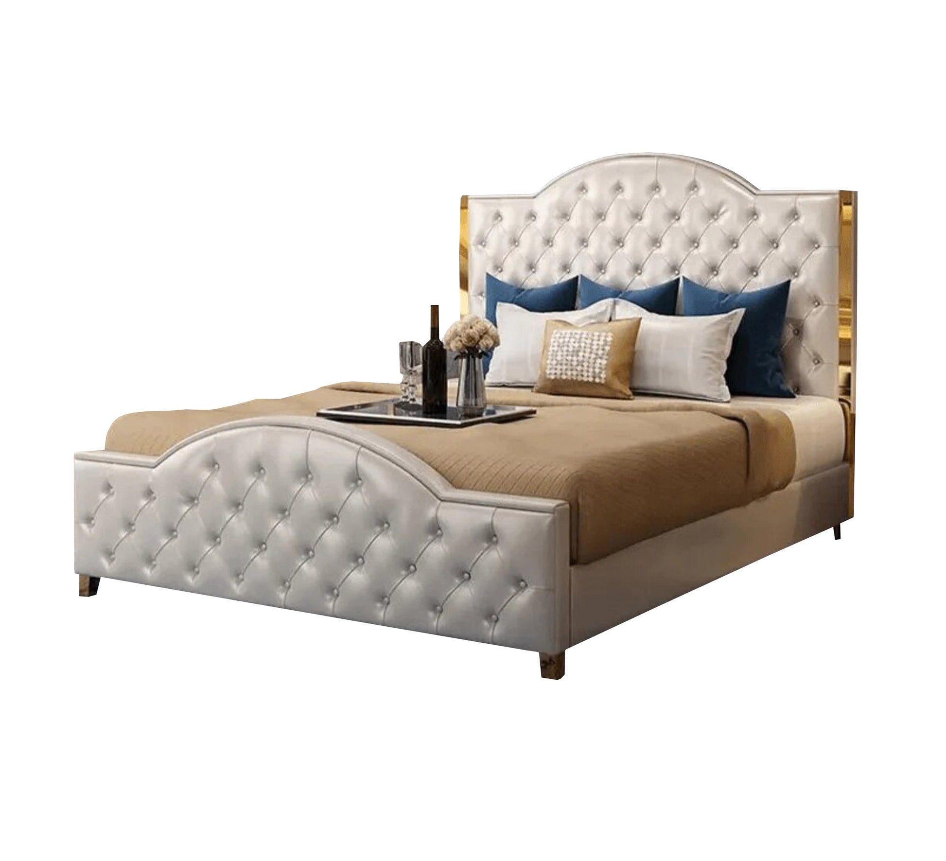 King bed in beige - Vitrine Furniture - Furniture