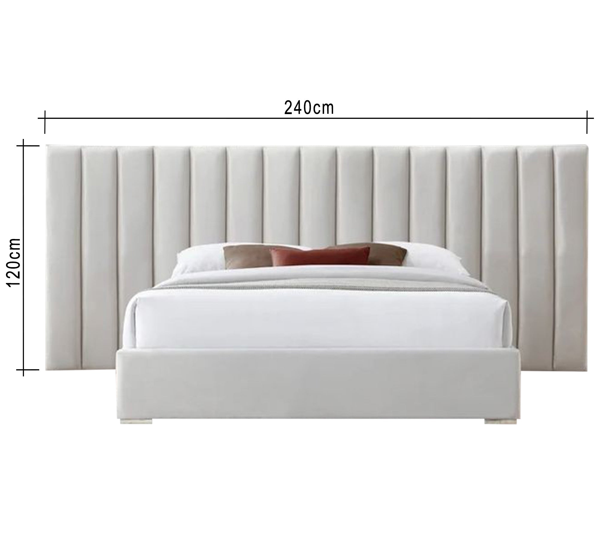 King size white bed with a high capitone headboard, divided lengthwise into two - Vitrine Furniture - Furniture