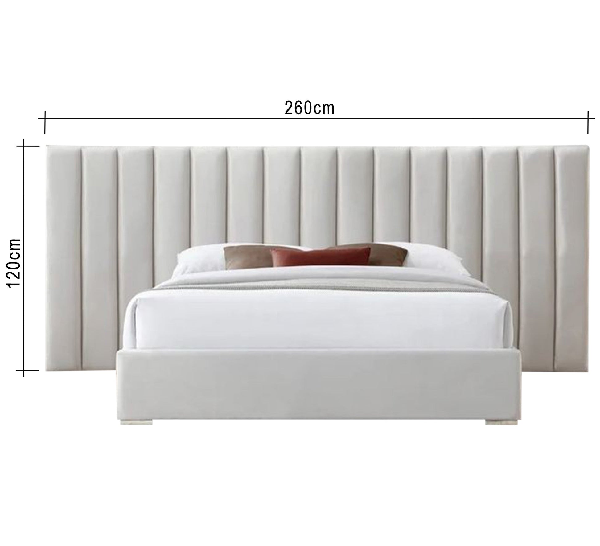 King size white bed with a high capitone headboard, divided lengthwise into two - Vitrine Furniture - Furniture