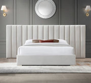 King size white bed with a high capitone headboard, divided lengthwise into two - Vitrine Furniture - Furniture