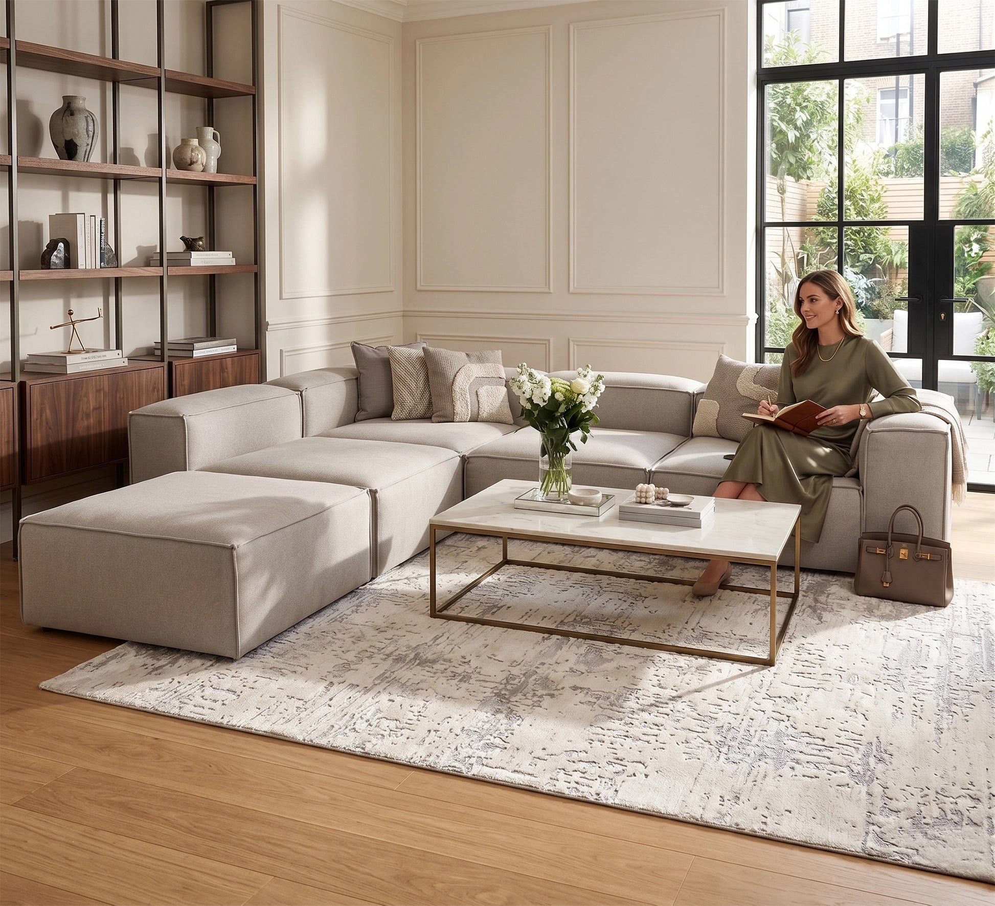 L Beige Sofa: Cozy, Elegant, Space - Saving Gem - Vitrine Furniture - L - shape sofa set