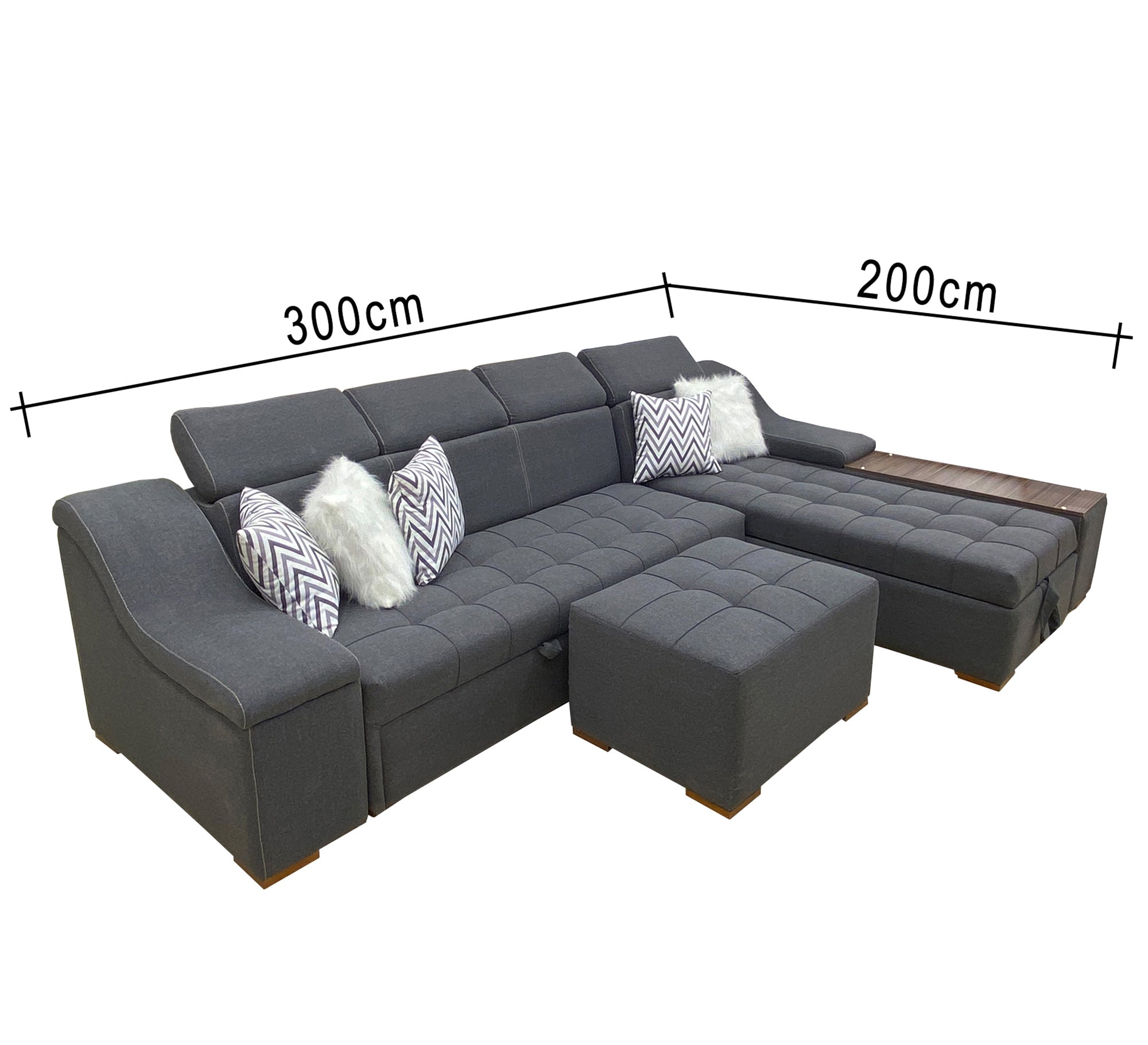 L corner living room with movable headrest - Vitrine Furniture - L - shape sofa set