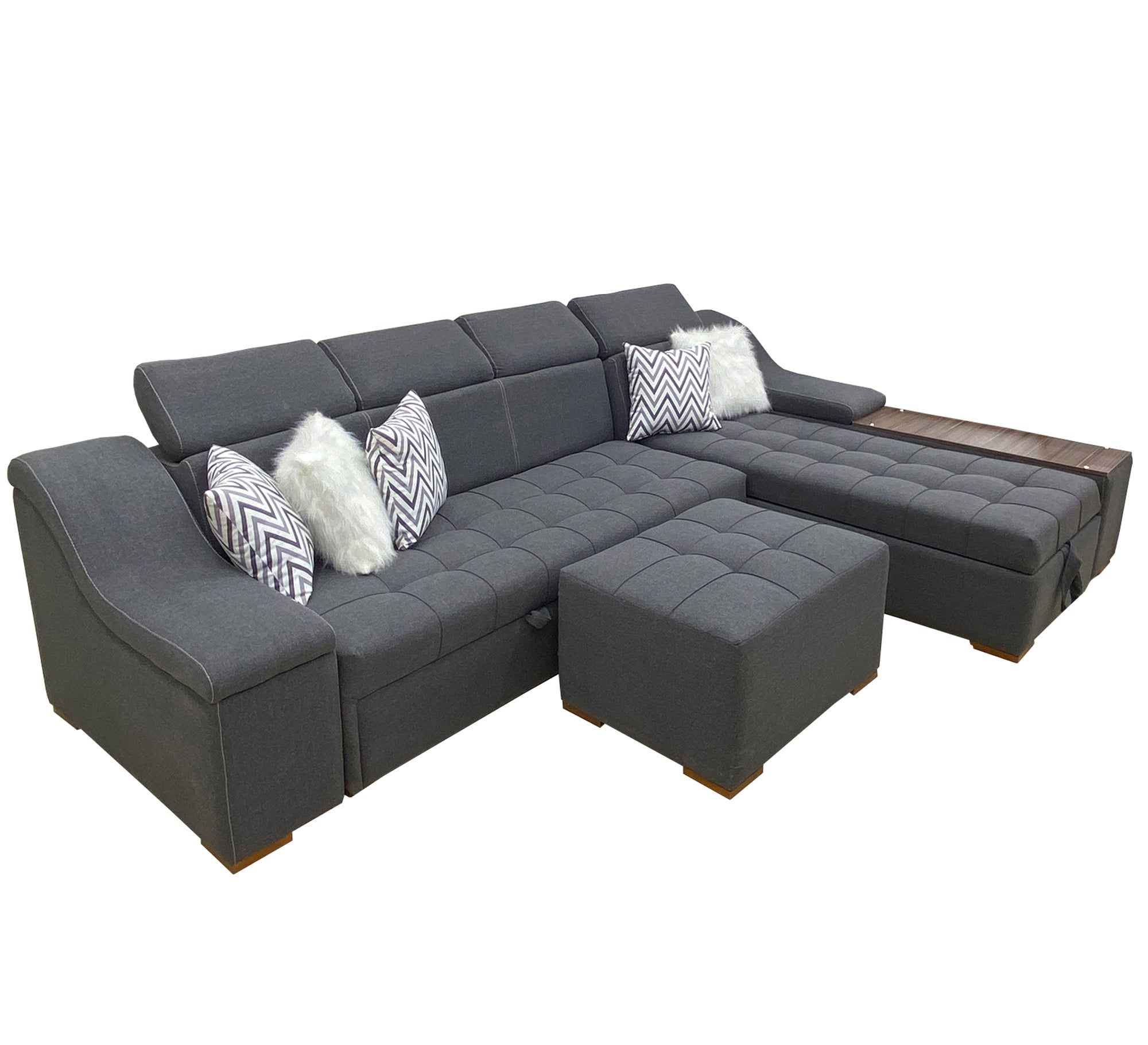 L corner living room with movable headrest - Vitrine Furniture - L - shape sofa set