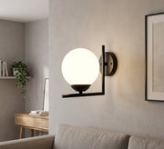 L-Frame Wall Sconce with Opal Globe - Vitrine Furniture - Wall Sconce