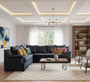 L - shape blue living room Corner - Vitrine Furniture - L - shape sofa set