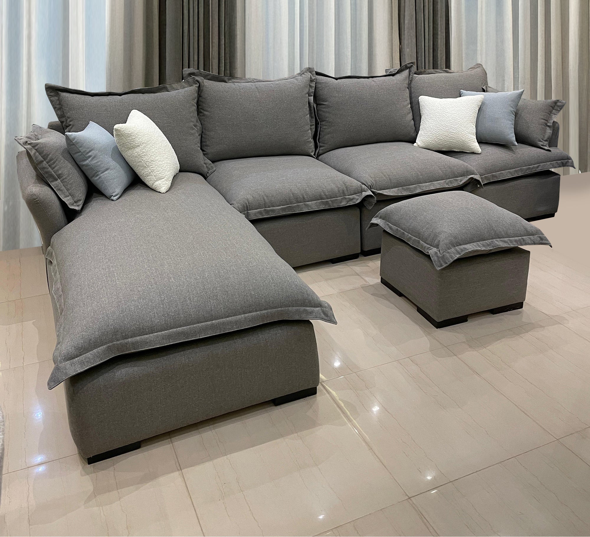 L - shaped chaise longue corner in a distinctive grey color - Vitrine Furniture - Furniture