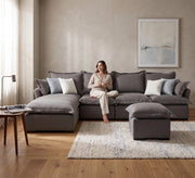 L - shaped chaise longue corner in a distinctive grey color - Vitrine Furniture - L - shape sofa set