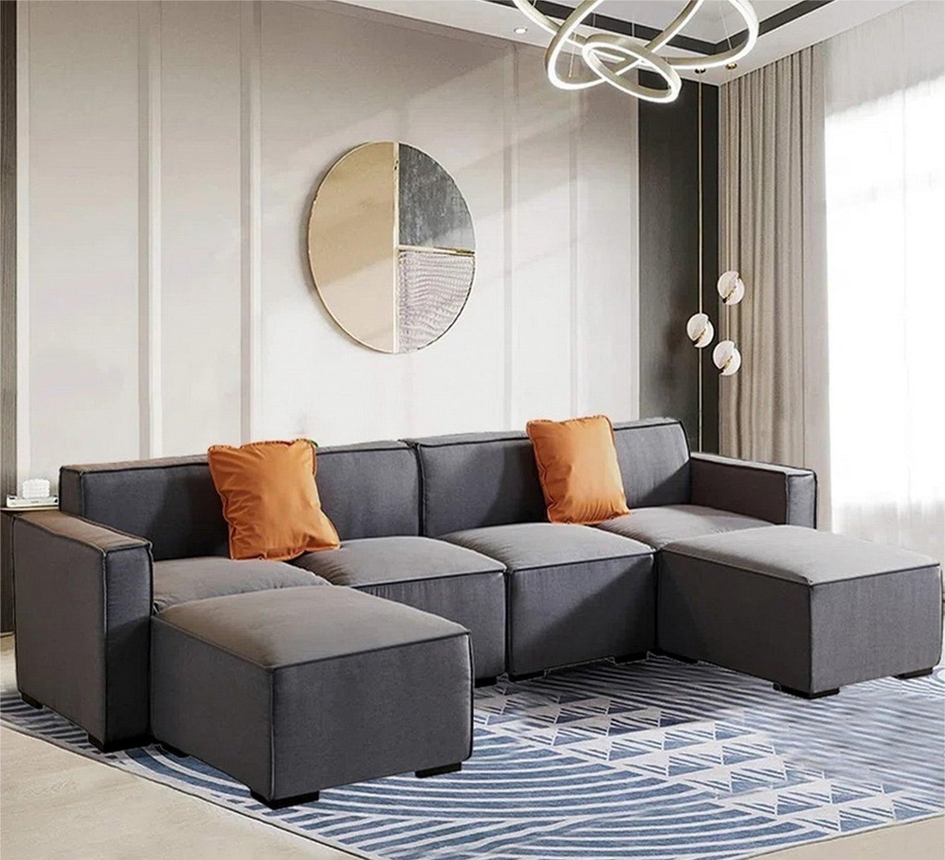 L - shaped corner in gray - Vitrine Furniture - Sofa Bed