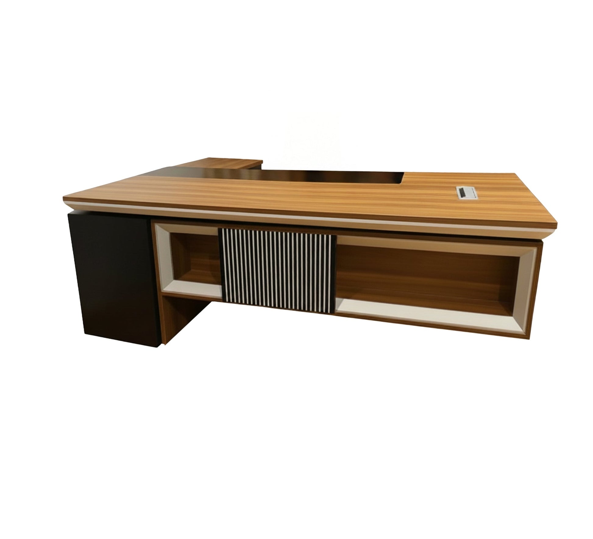 L - shaped executive desk with a white frame and storage unit - Vitrine Furniture - Furniture