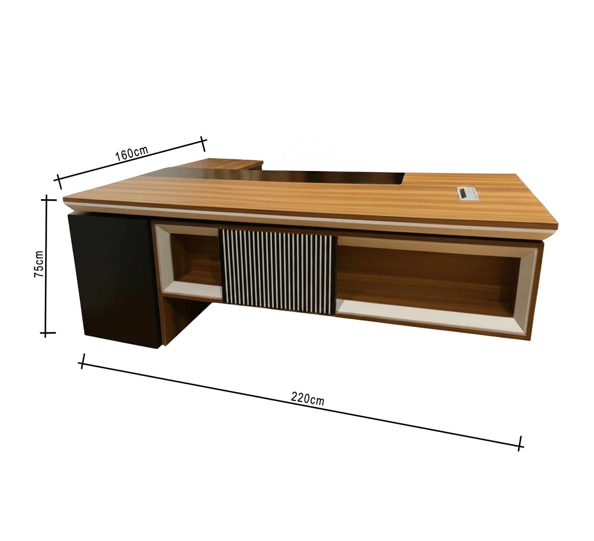 L - shaped executive desk with a white frame and storage unit - Vitrine Furniture - Furniture