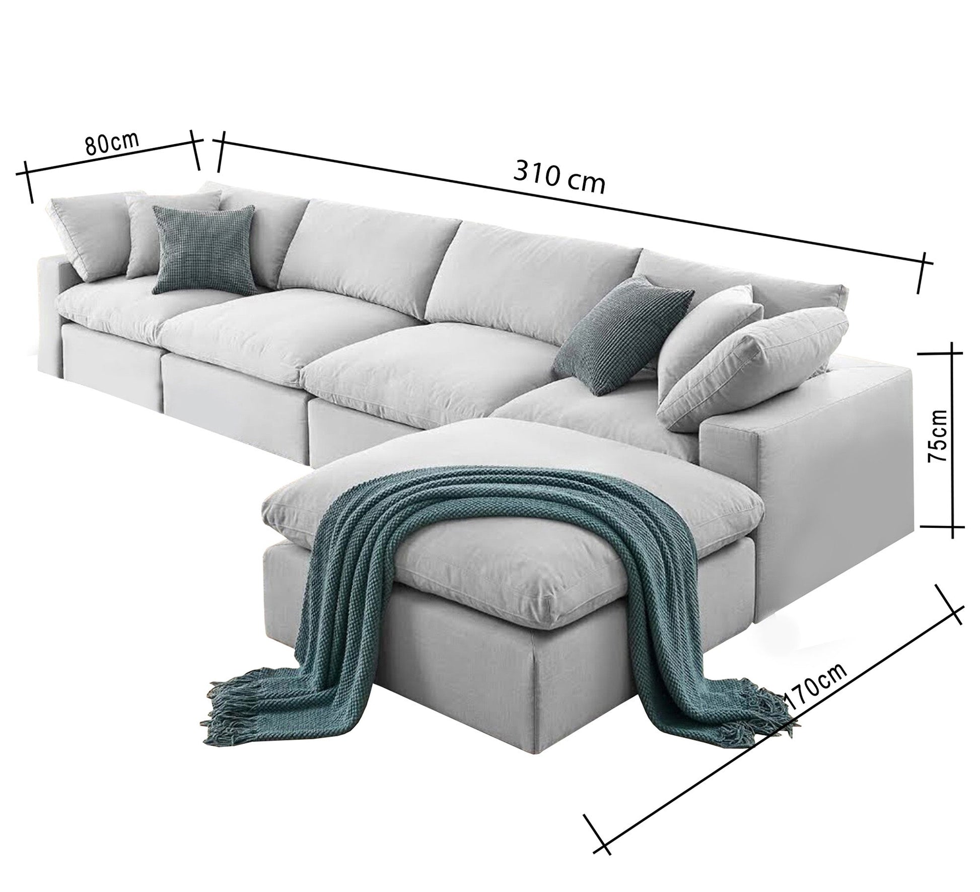 L - shaped living corner, light gray - Vitrine Furniture - L - shape sofa set