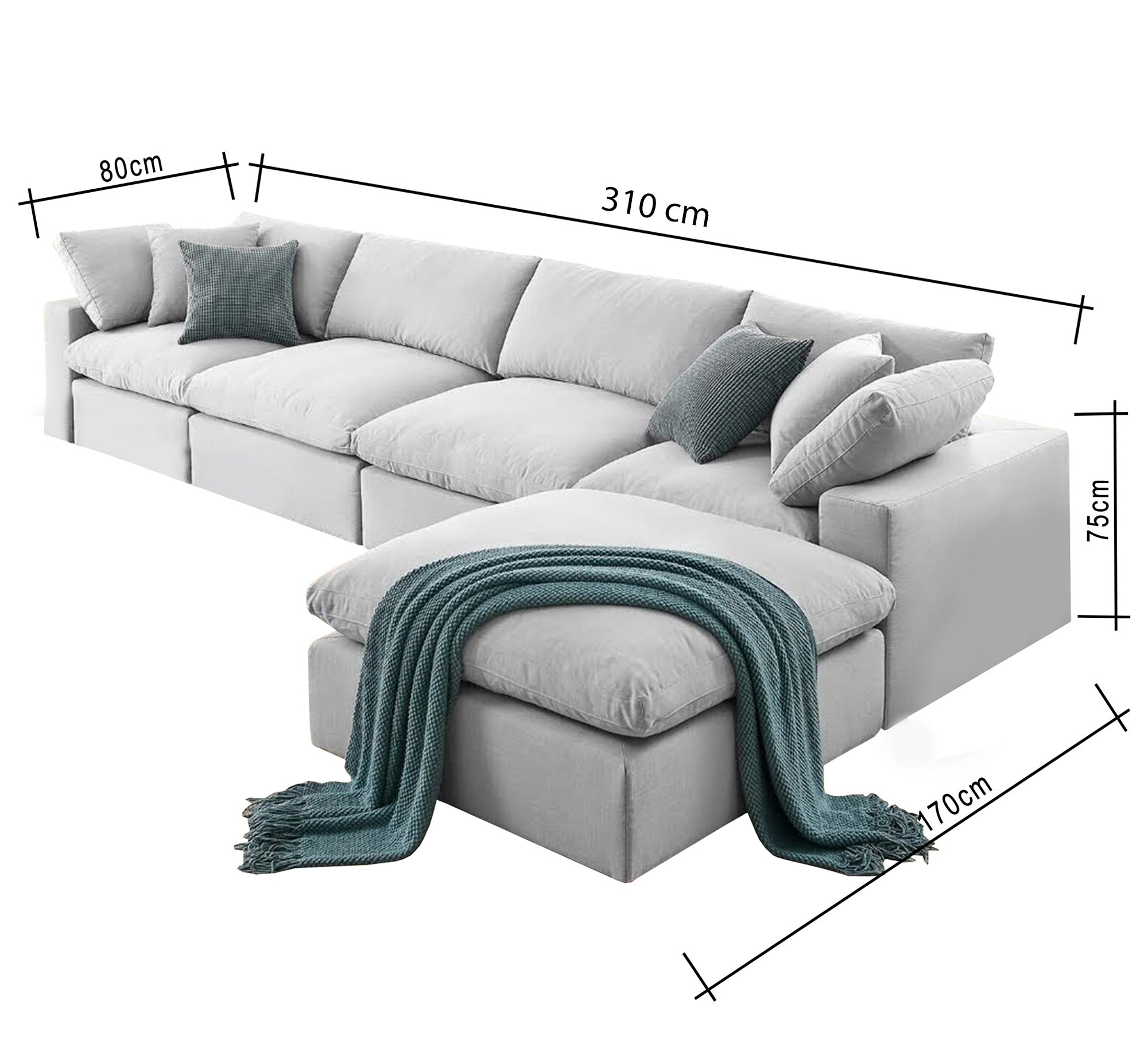 L - shaped living corner, light gray - Vitrine Furniture - L - shape sofa set