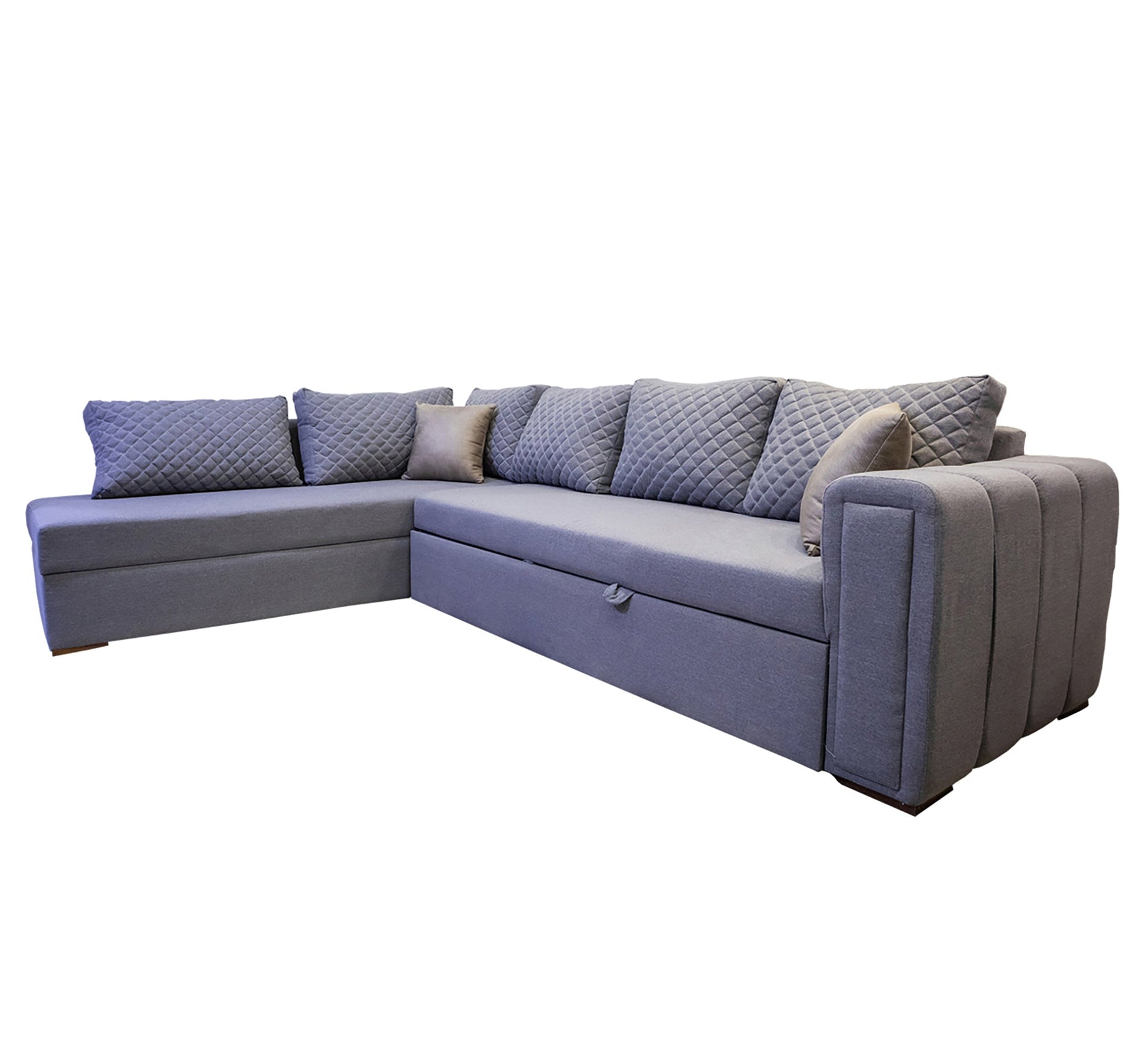 L - Shaped Living Room: Cozy, Chic, Baby Blue Bliss - Vitrine Furniture - L - shape sofa set