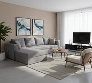 L - Shaped Living Room: Cozy, Chic, Baby Blue Bliss - Vitrine Furniture - L - shape sofa set