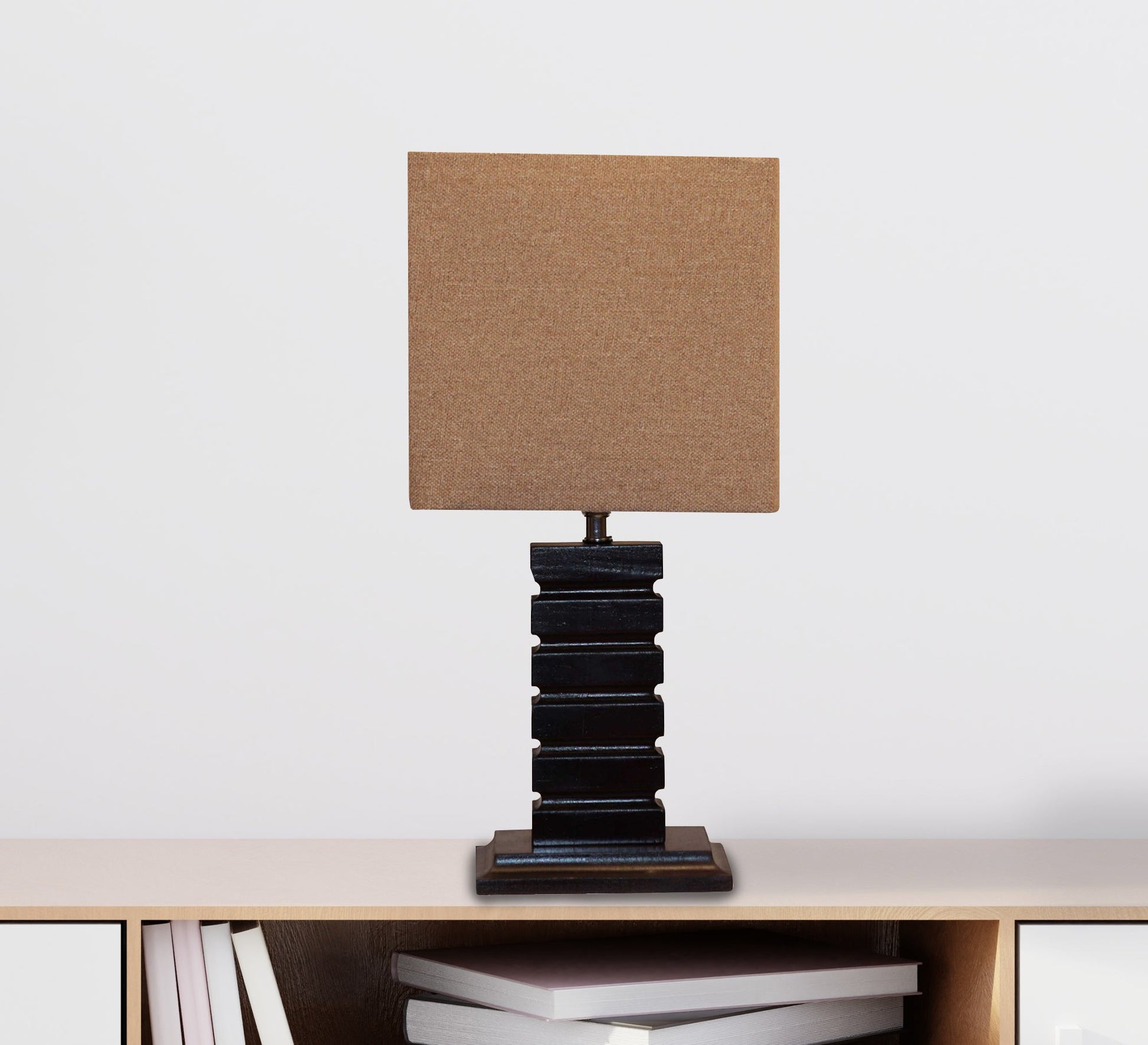 Lampshade with beige cover and brown base - Vitrine Furniture - Lighting