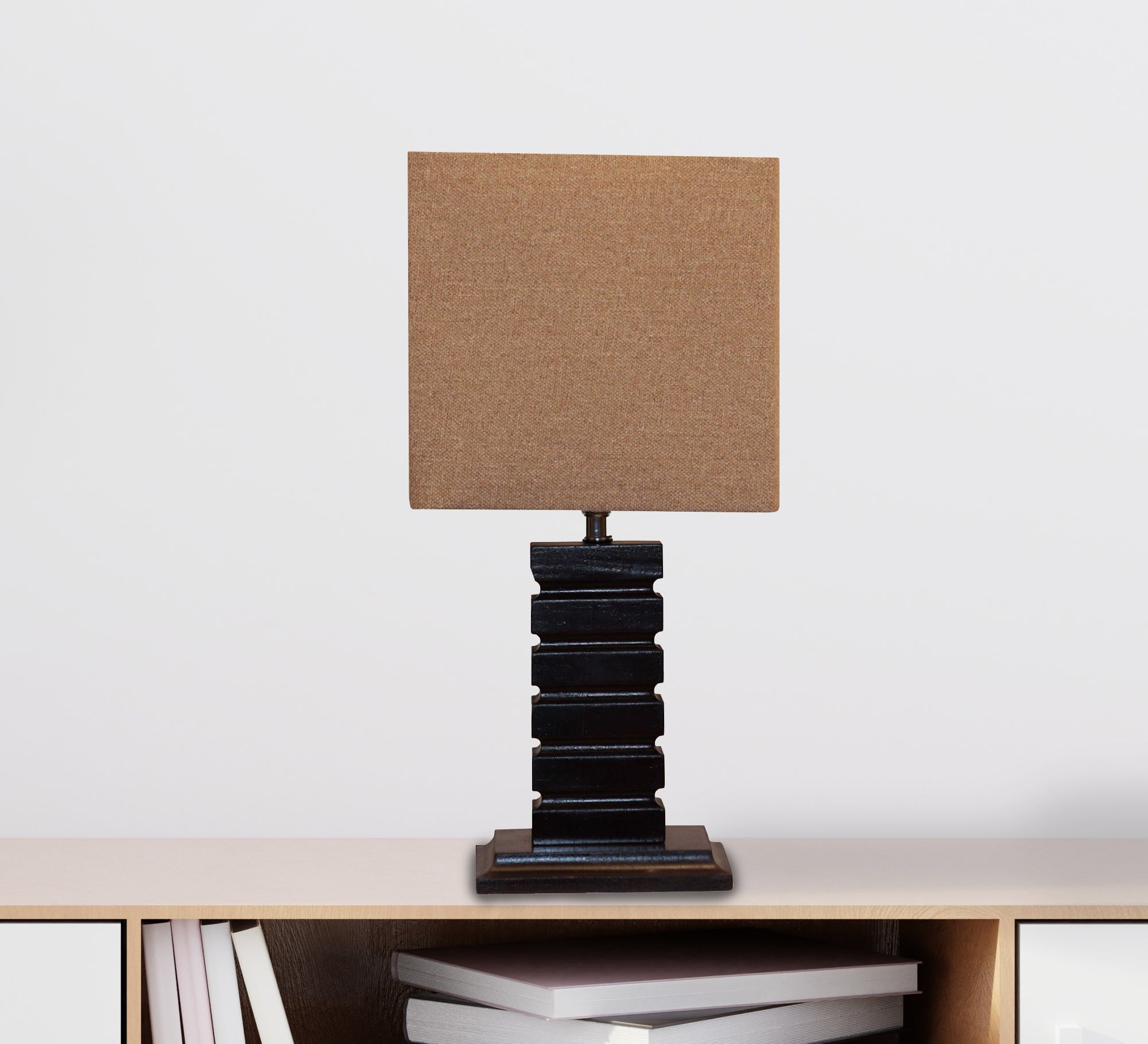 Lampshade with beige cover and brown base - Vitrine Furniture - Lighting