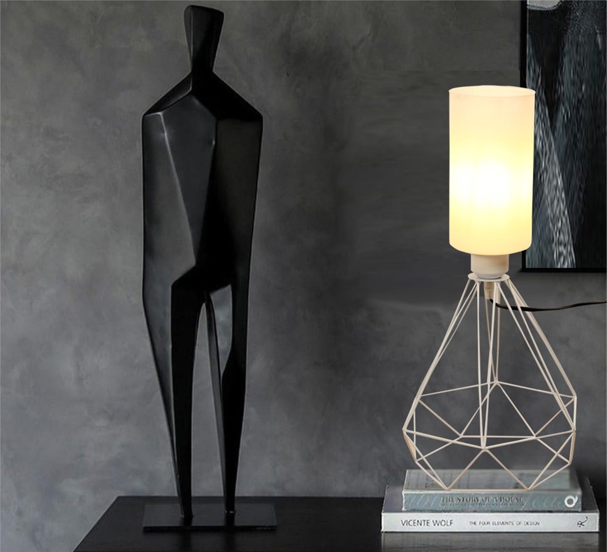 Lampshade with white conical cage base - Vitrine Furniture - Lighting