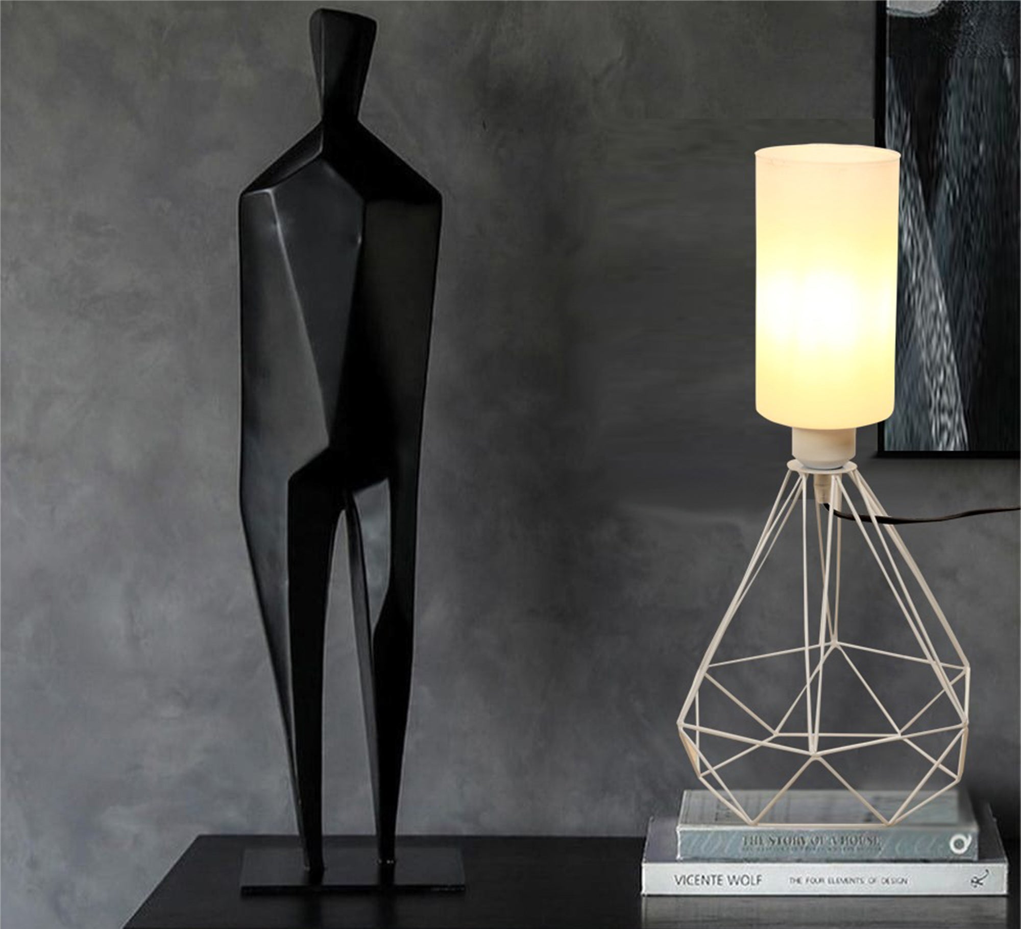 Lampshade with white conical cage base - Vitrine Furniture - Lighting