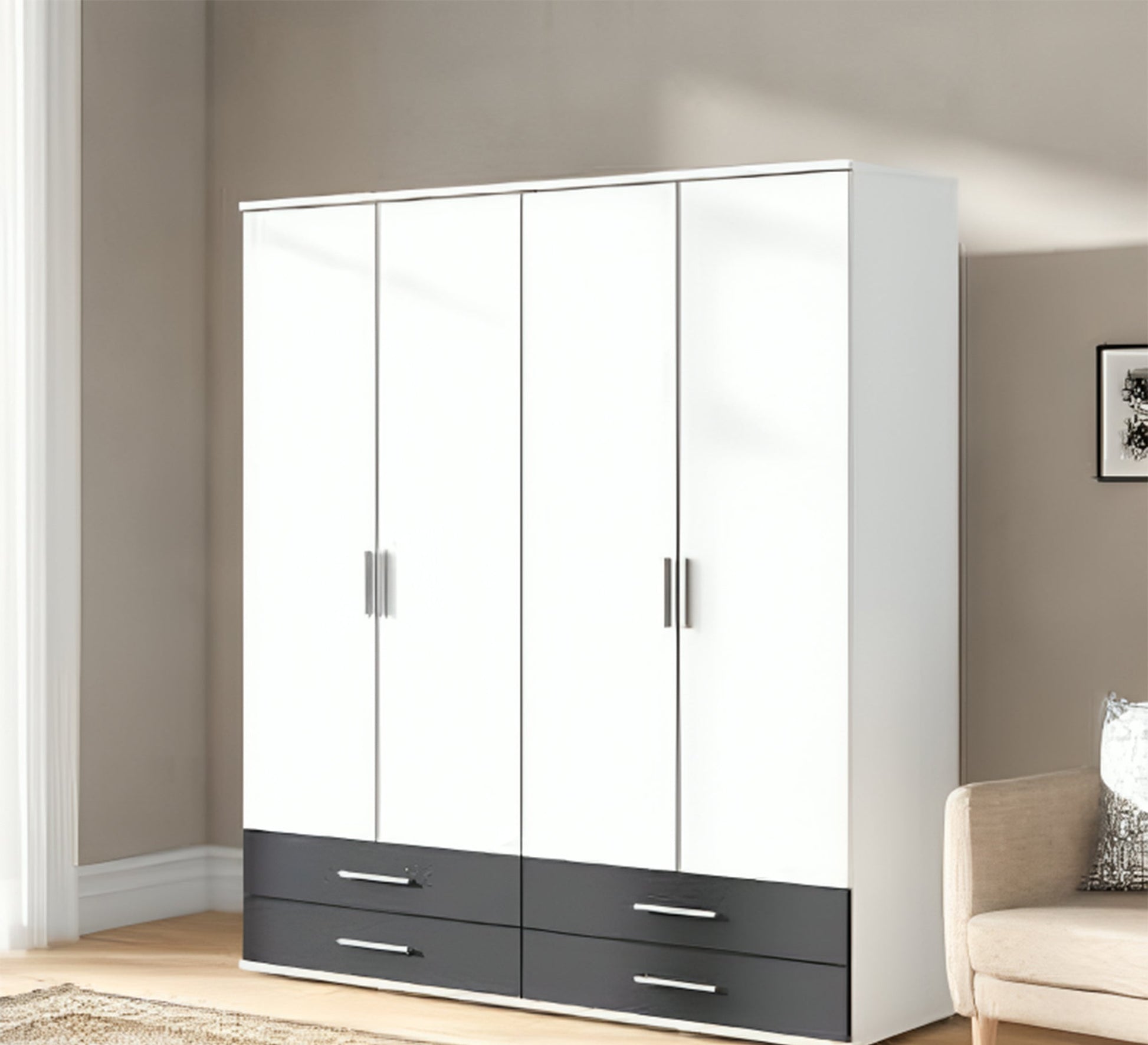 Large Black & White Wardrobes Modern Storage - Vitrine Furniture - Furniture