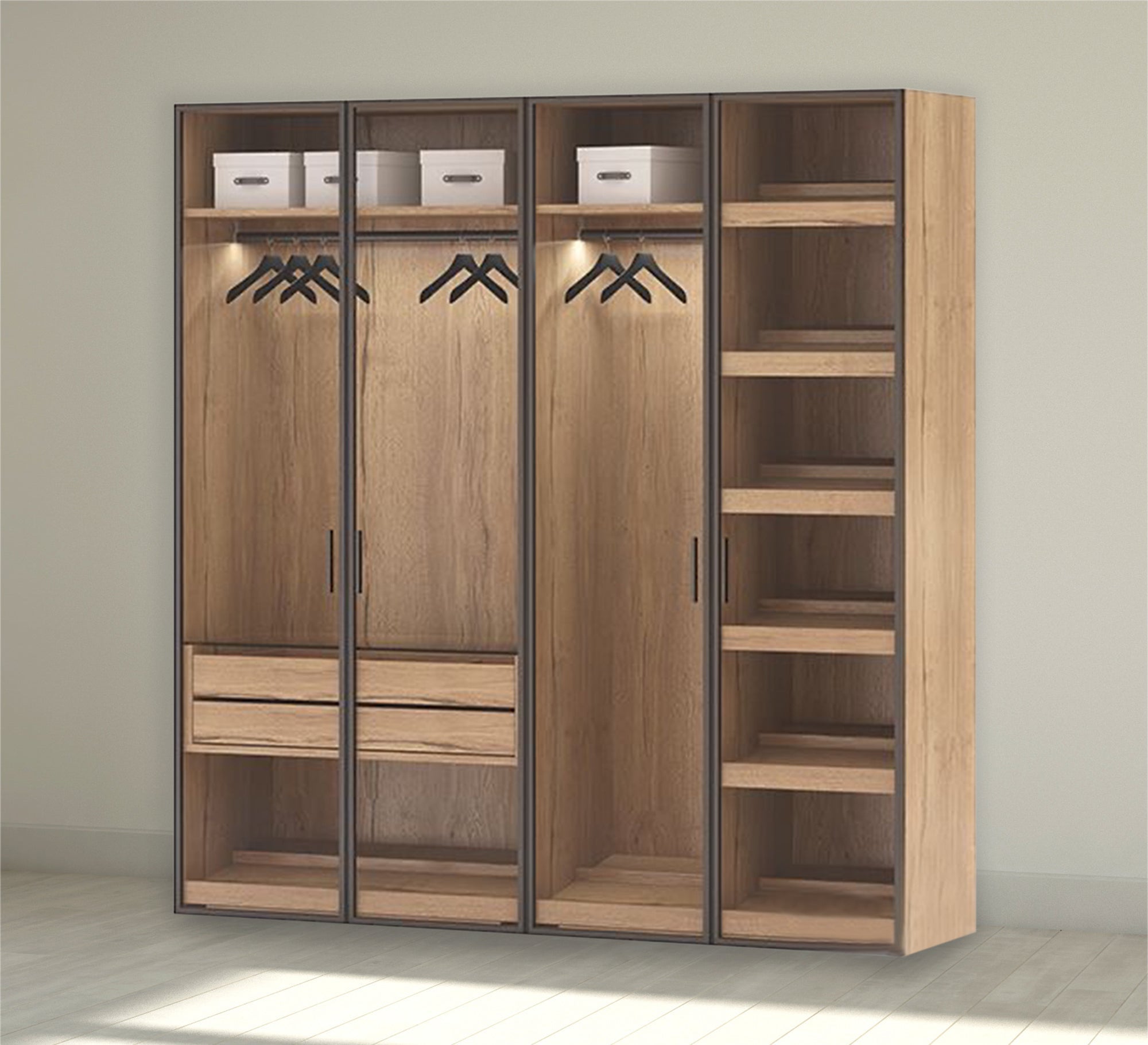 large cupboard with honey glass leaf door - Vitrine Furniture - Furniture