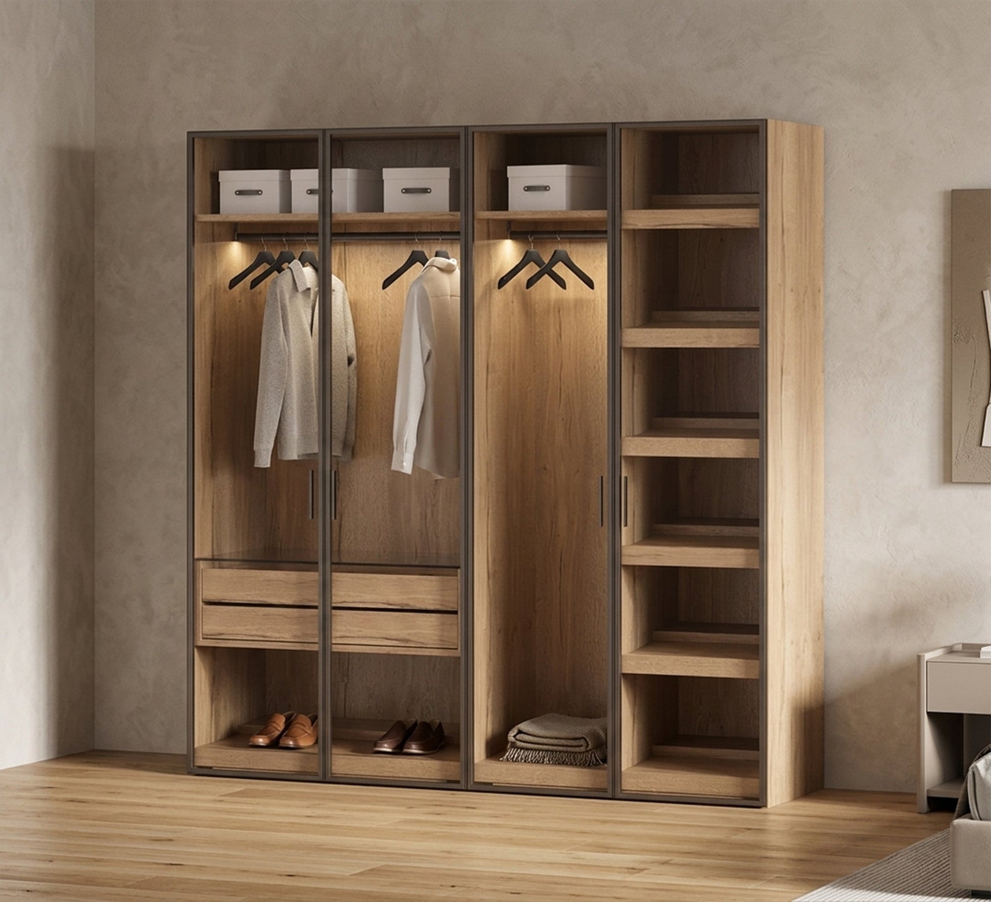 large cupboard with honey glass leaf door - Vitrine Furniture - Wardrobes
