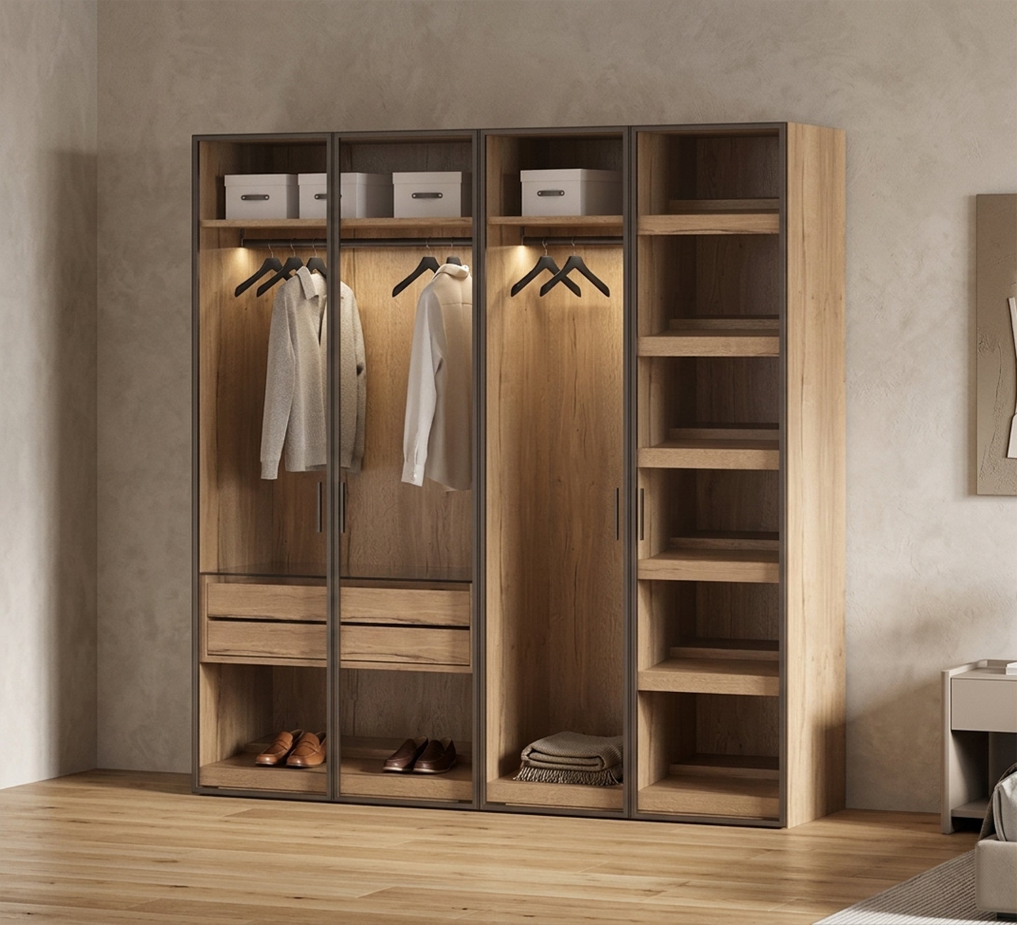 large cupboard with honey glass leaf door - Vitrine Furniture - Wardrobes
