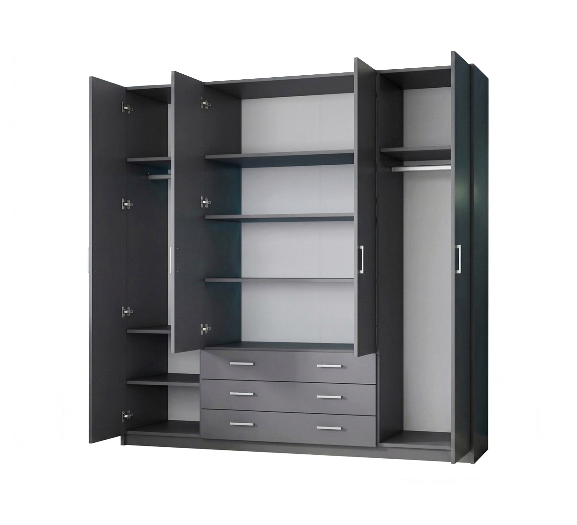 Large Gray Dresser, 4 Doors, 6 Drawers - Vitrine Furniture - Wardrobes
