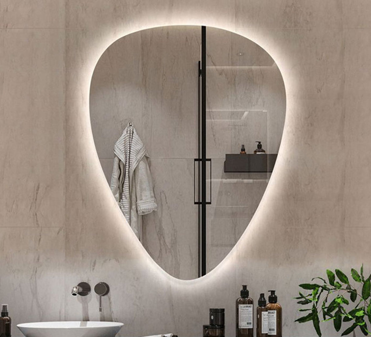 Large pebble mirror with backlighting - Vitrine Furniture - Mirrors
