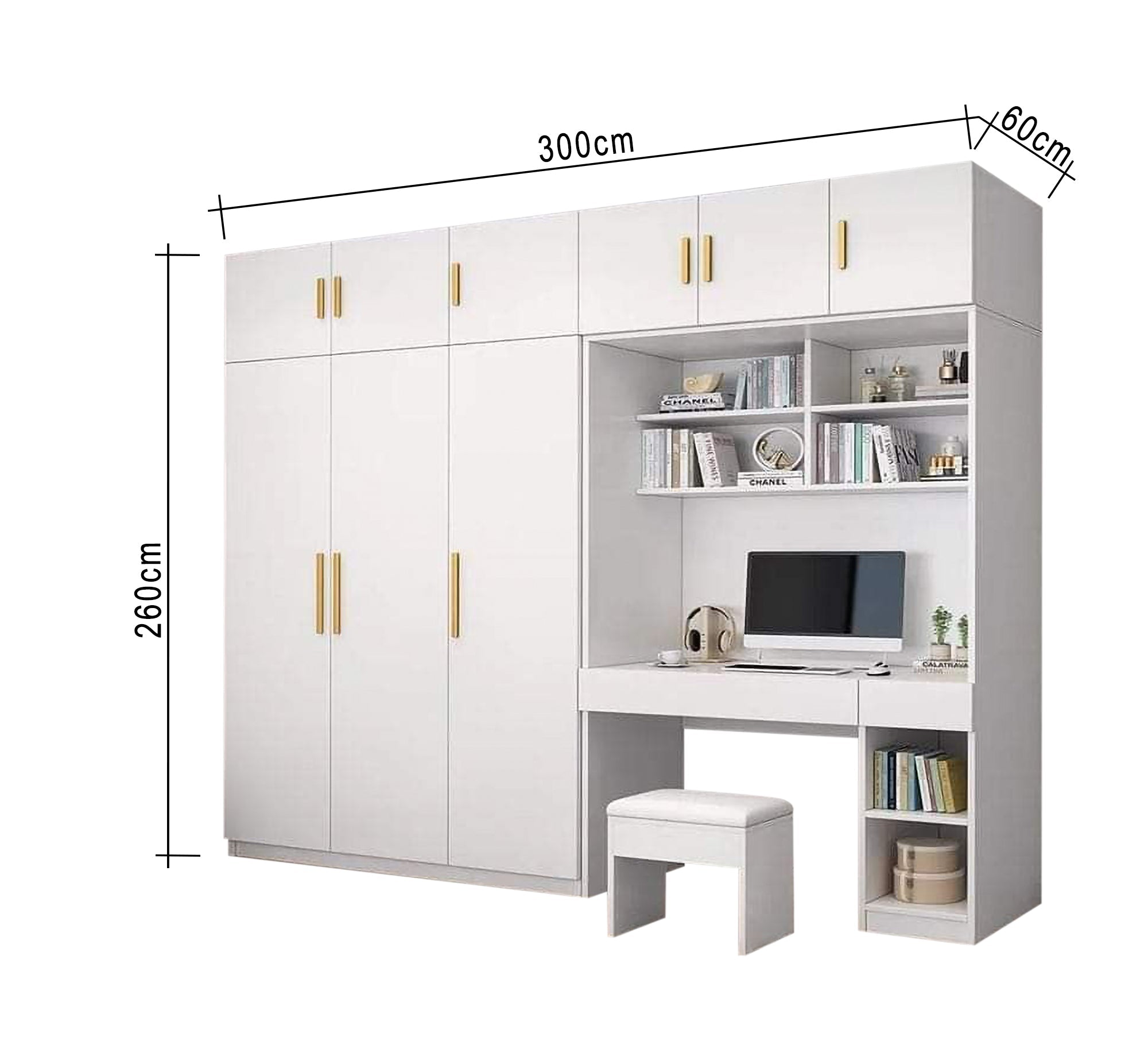 Large wardrobe and elegant and practical desk - Vitrine Furniture - Furniture