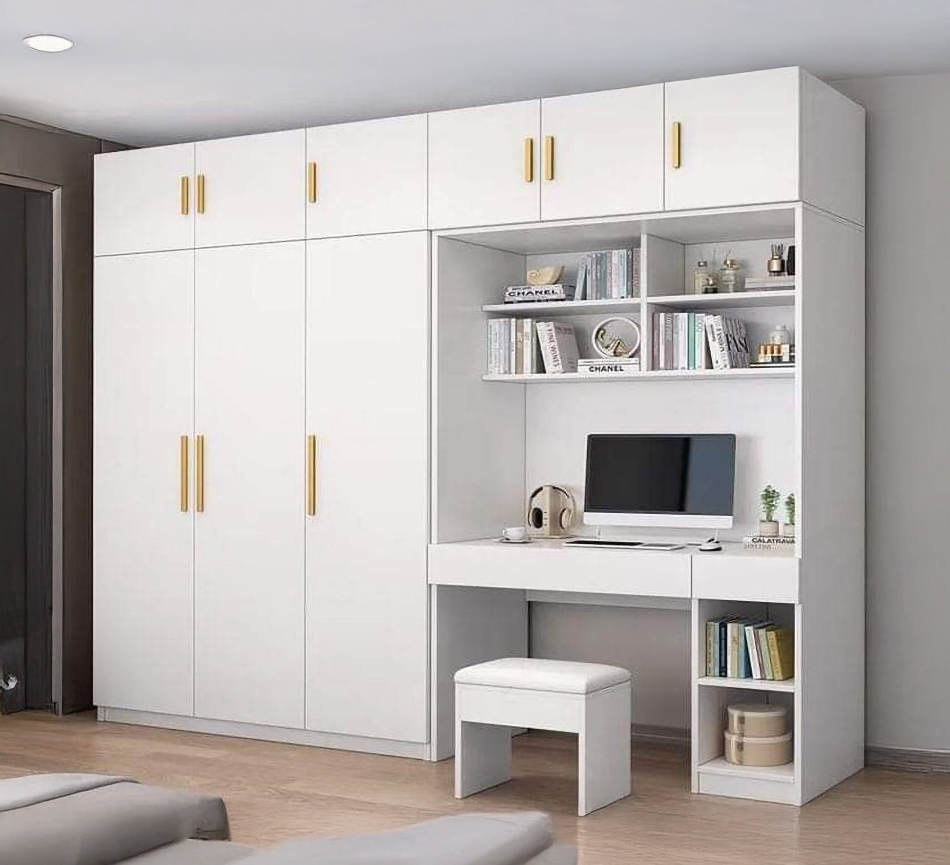 Large wardrobe and elegant and practical desk - Vitrine Furniture - Furniture