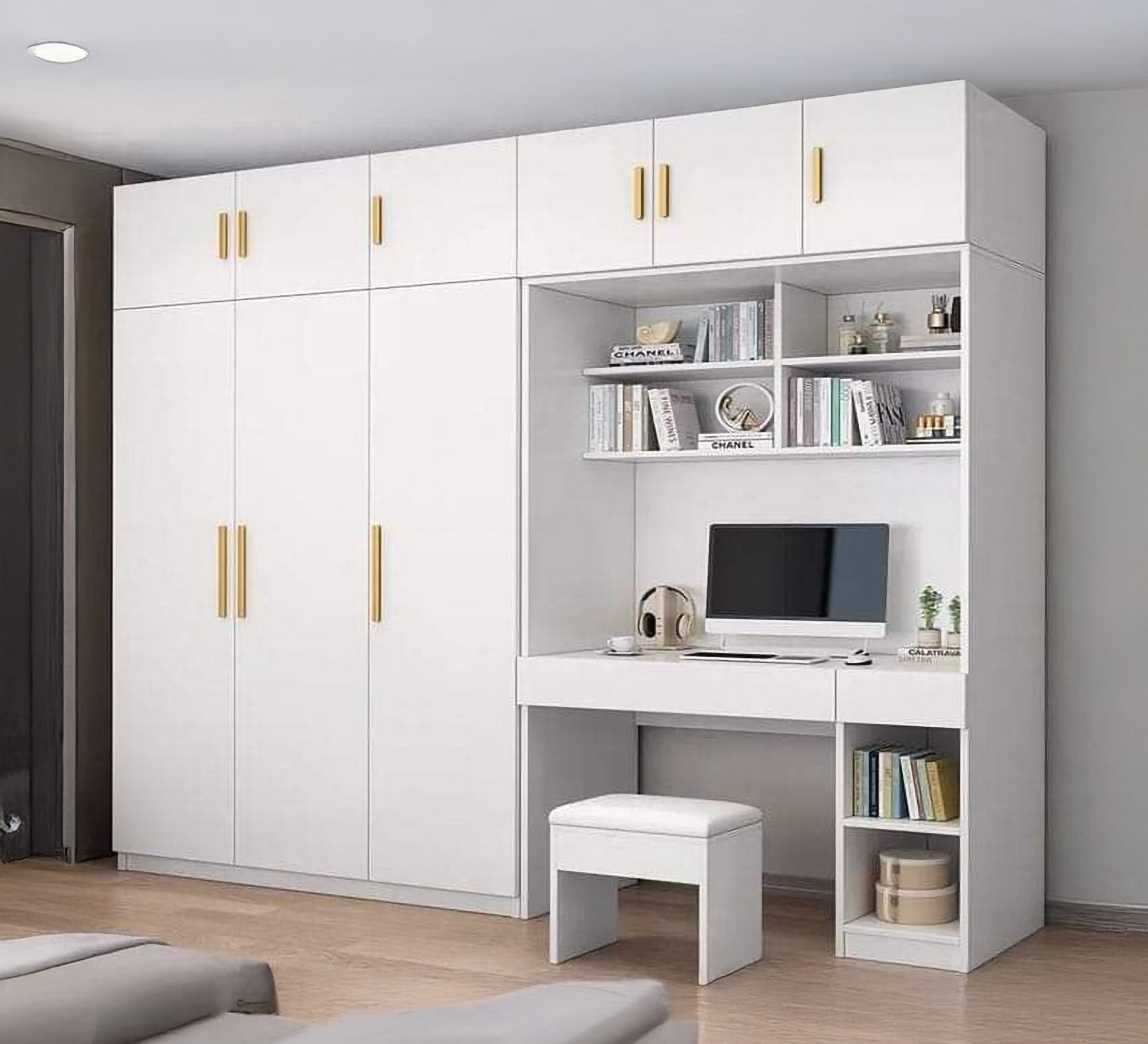 Large wardrobe and elegant and practical desk - Vitrine Furniture - Furniture