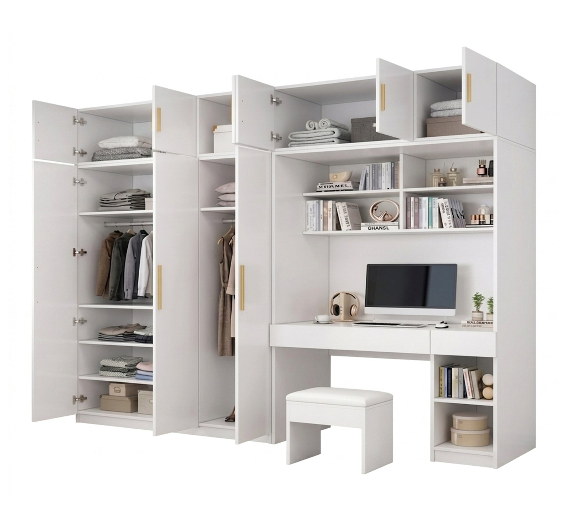 Large wardrobe and elegant and practical desk - Vitrine Furniture - Wardrobes