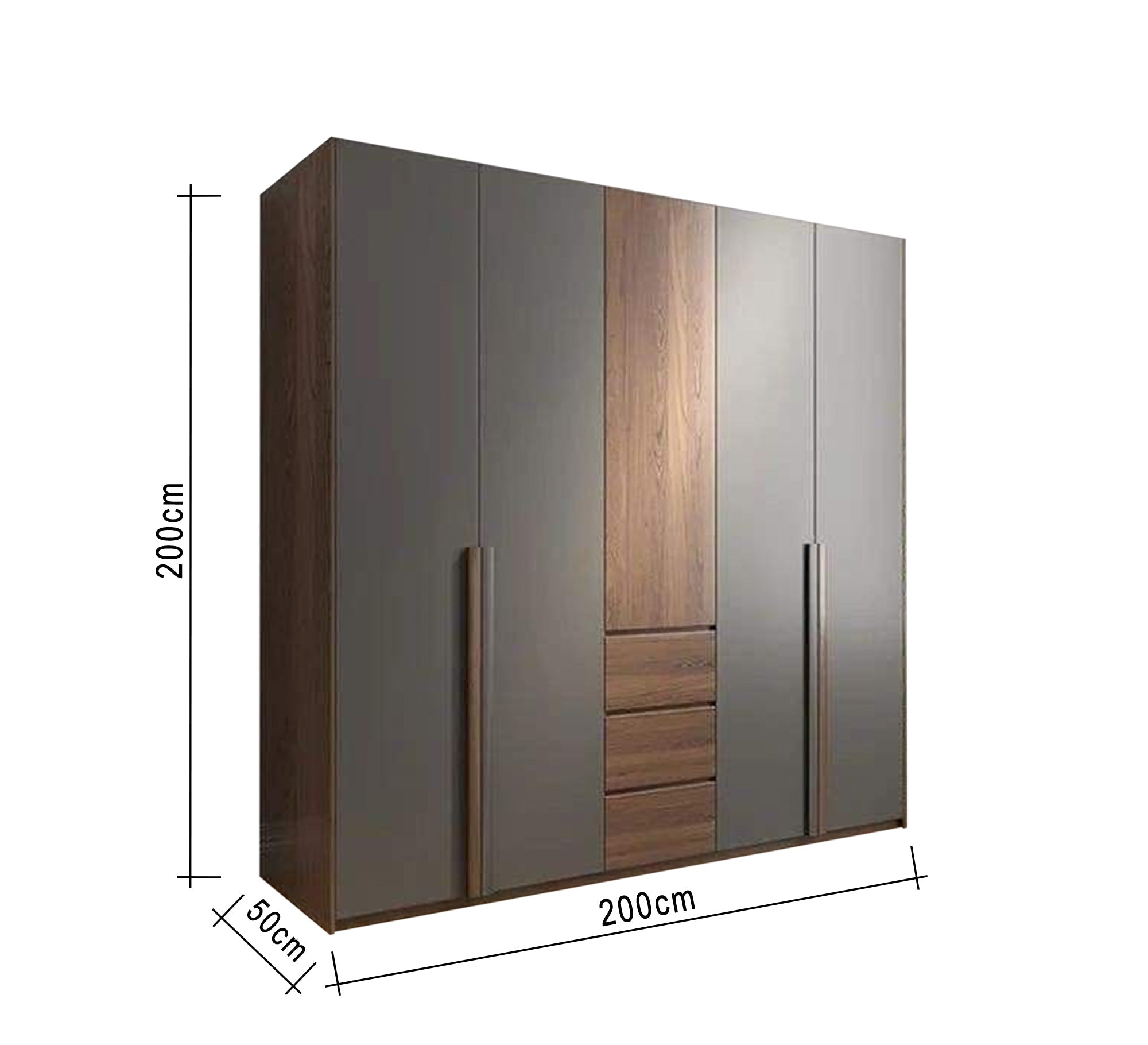 Large Wardrobes Stylish Grey & Brown Wood Design - Vitrine Furniture - Furniture