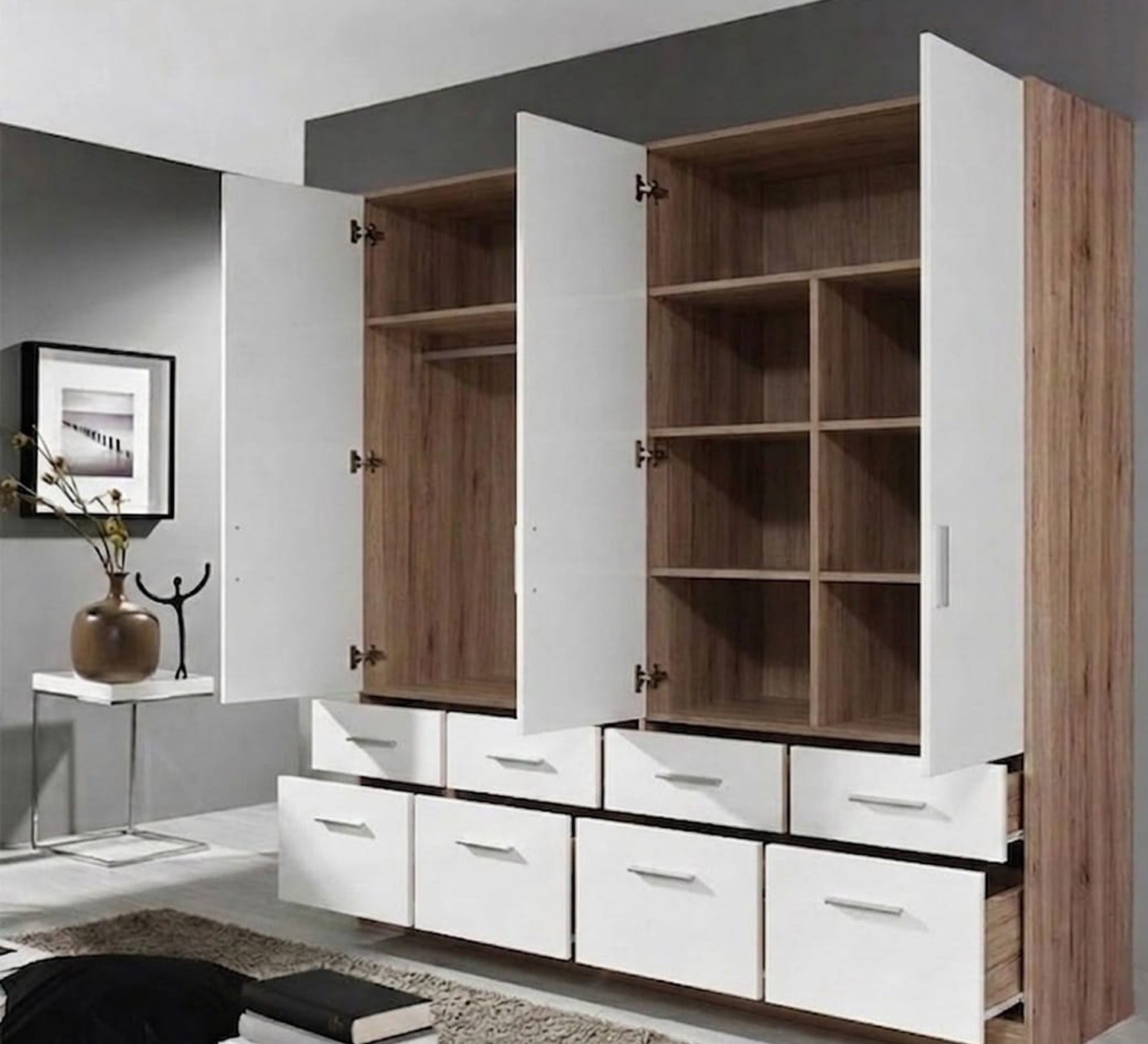 Large White Beige Wardrobe Elegant & Spacious - Vitrine Furniture - Wardrobes