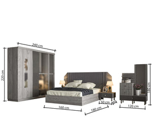 Lazita grey bedroom - Vitrine Furniture - Bed Sets