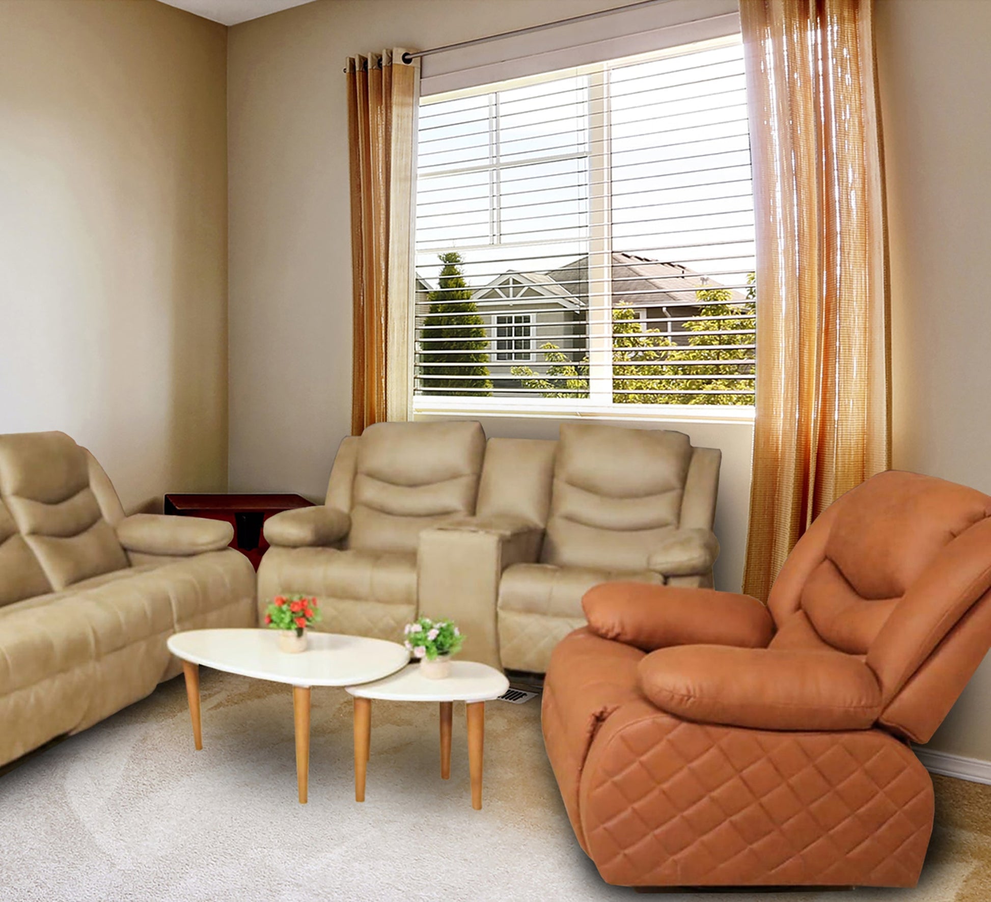 Lazy Boy Beige living room - Vitrine Furniture - Lazyboy Set