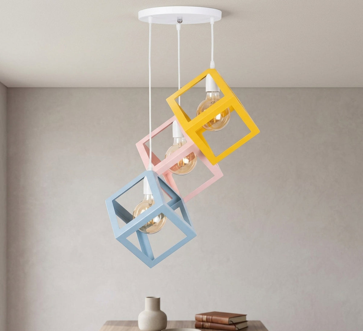 LED chandelier with three black circular rings - Vitrine Furniture - Ceiling lights