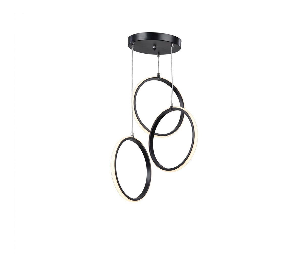 LED chandelier with three black oval rings - Vitrine Furniture - Ceiling lights