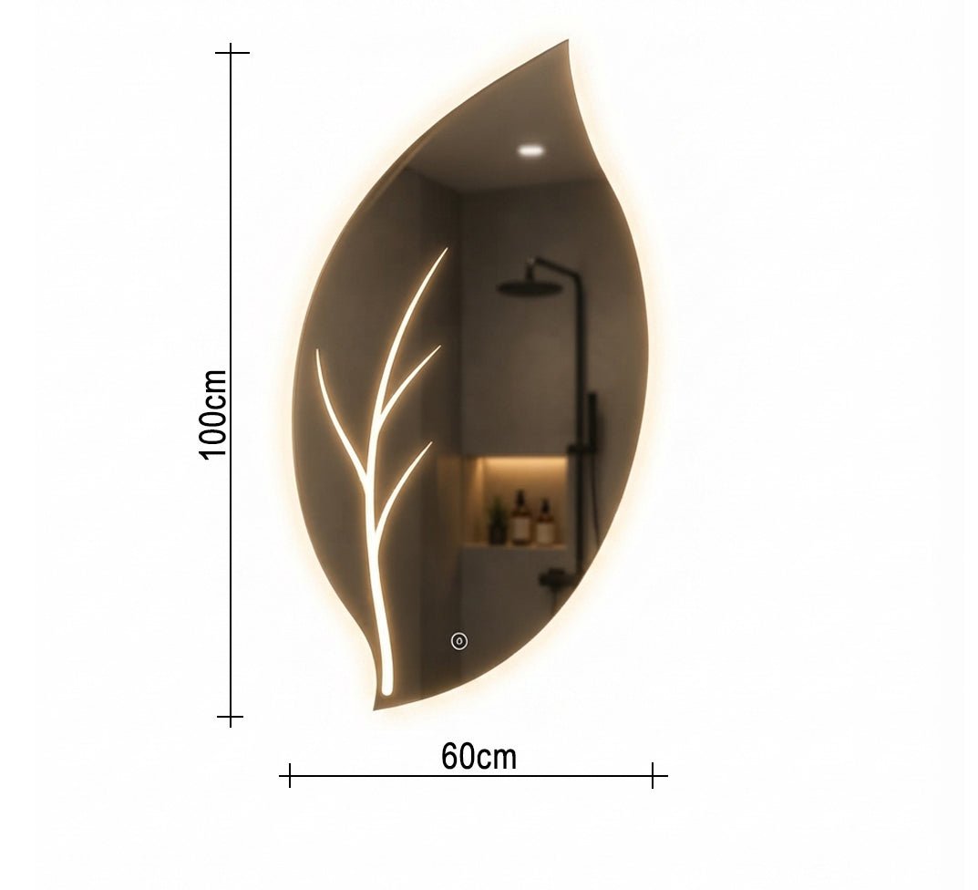LED Leaf-Shaped Mirror - Vitrine Furniture - Mirrors