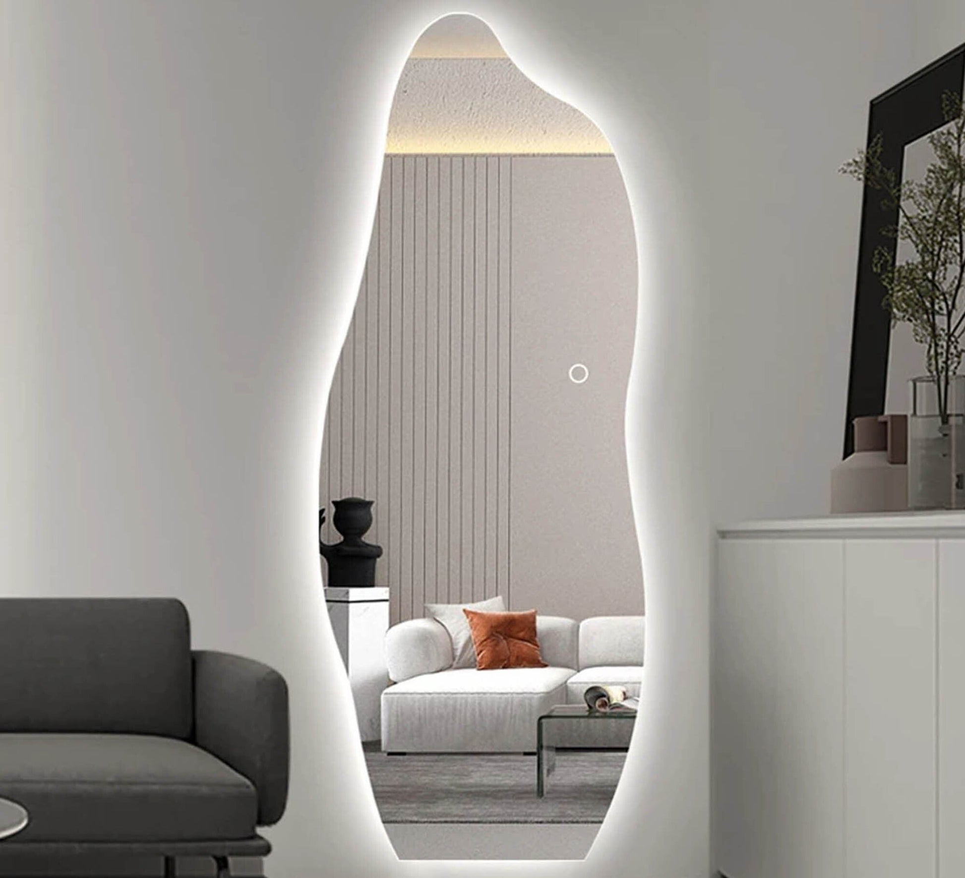 LED Mirror, Elegant Zigzag Frame for Modern Spaces - Vitrine Furniture - Mirrors