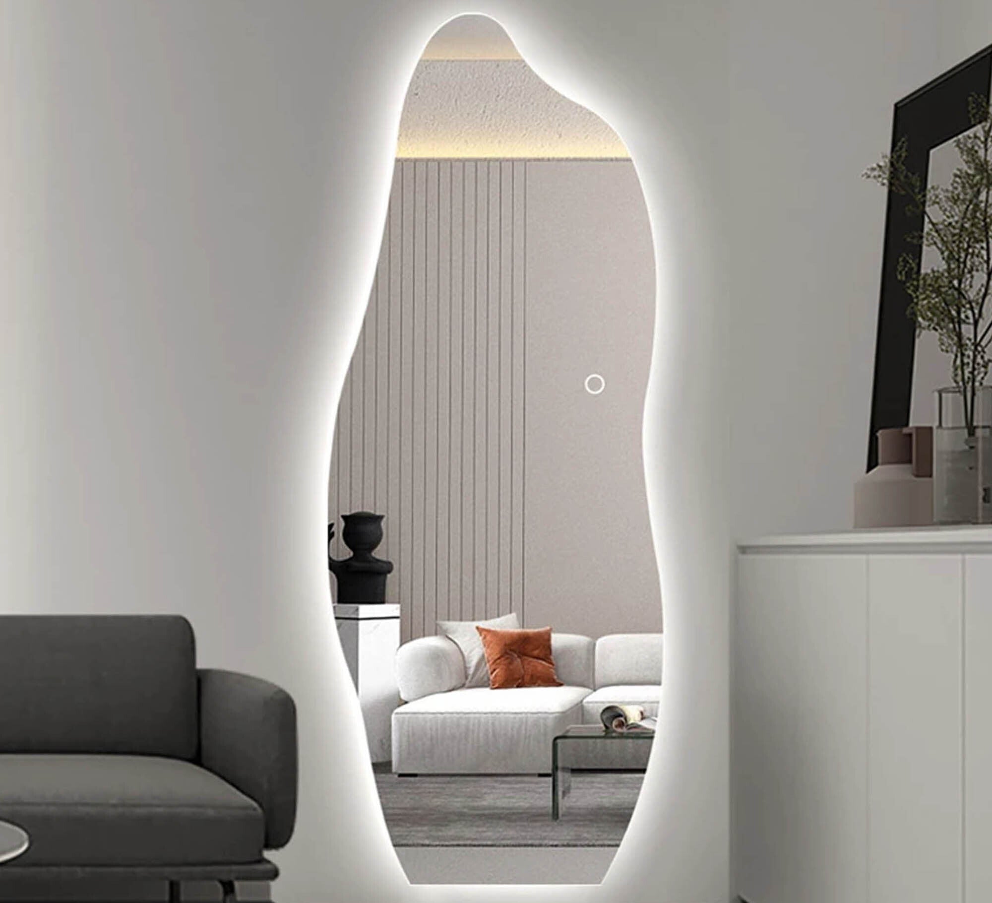 LED Mirror, Elegant Zigzag Frame for Modern Spaces - Vitrine Furniture - Mirrors