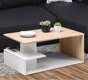 Letter C center table in white and beige wood - Vitrine Furniture - Furniture
