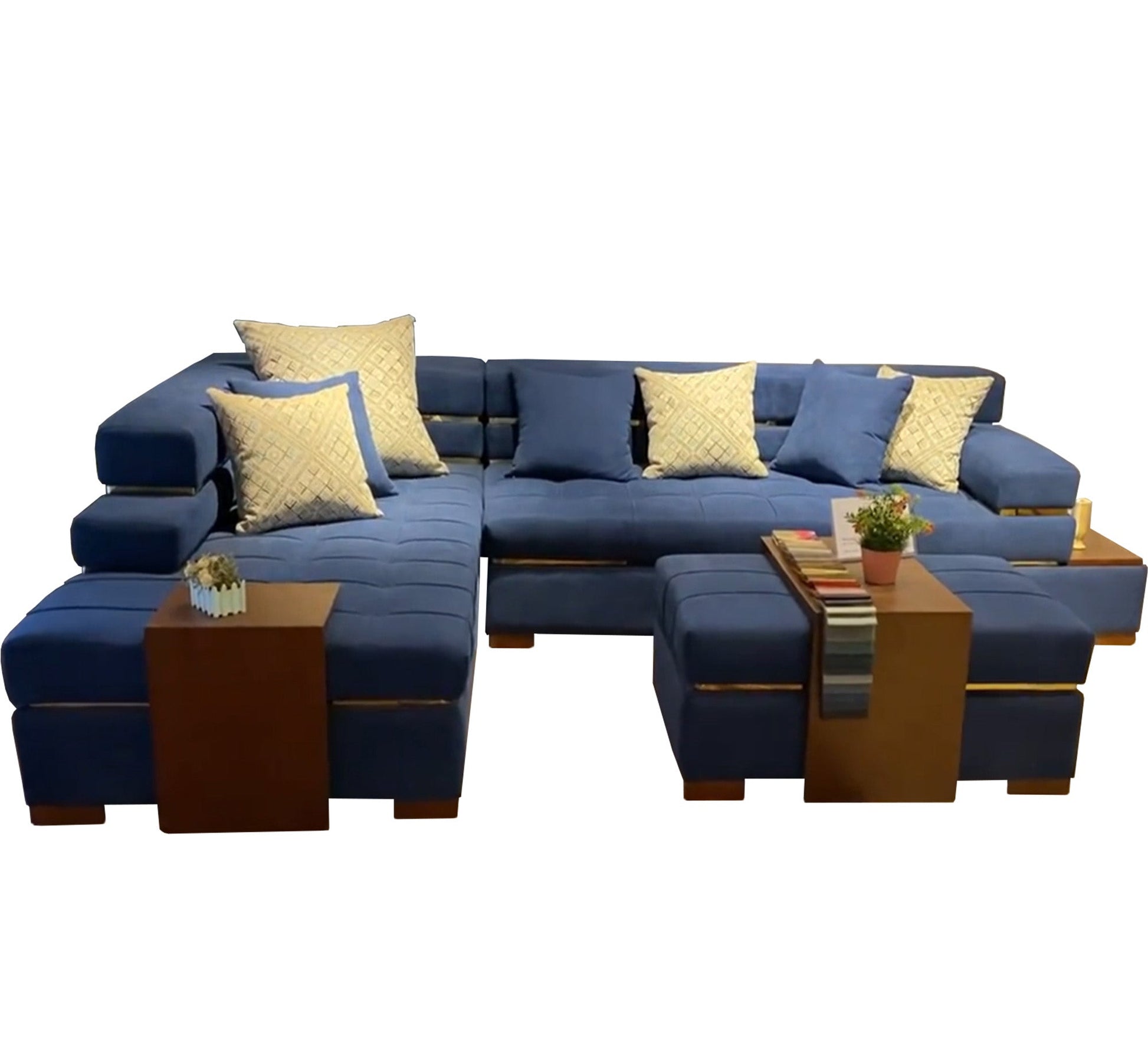 letter L, bright blue corner - Vitrine Furniture - L - shape sofa set
