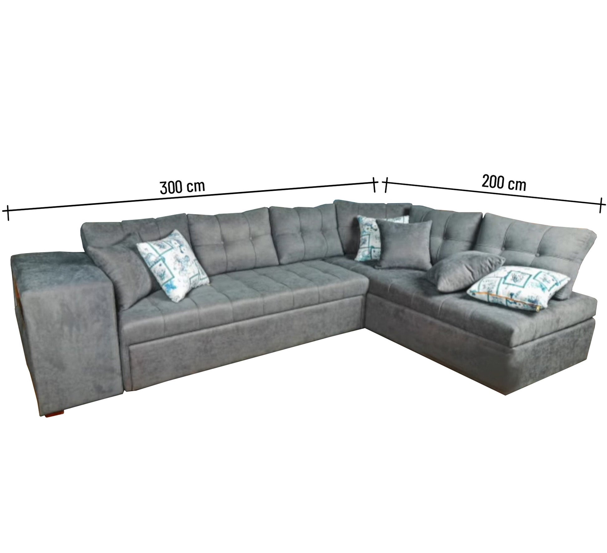 letter L grey corner - Vitrine Furniture - L - shape sofa set