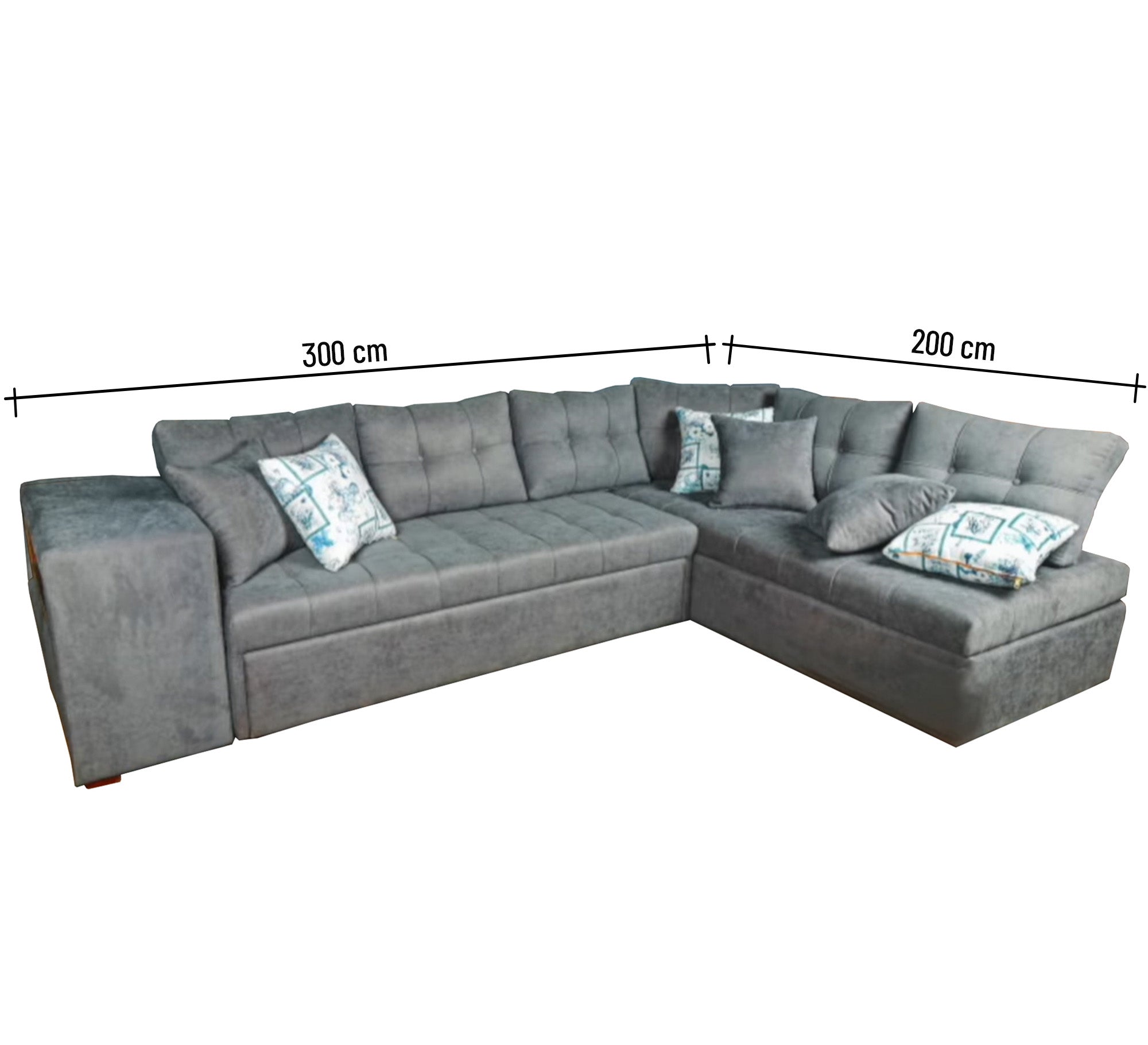 letter L grey corner - Vitrine Furniture - L - shape sofa set