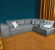 letter L grey corner - Vitrine Furniture - L - shape sofa set