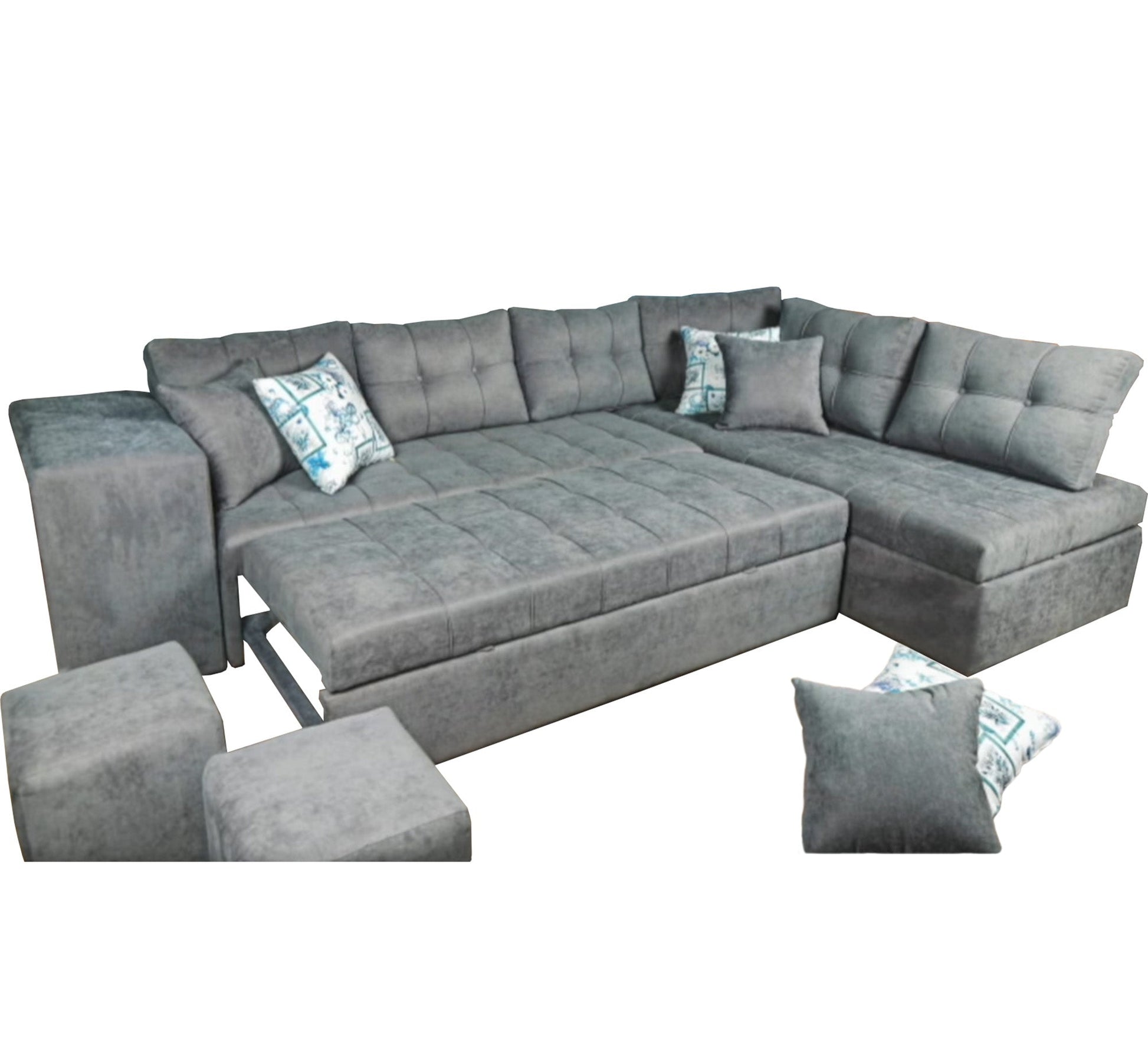 letter L grey corner - Vitrine Furniture - L - shape sofa set