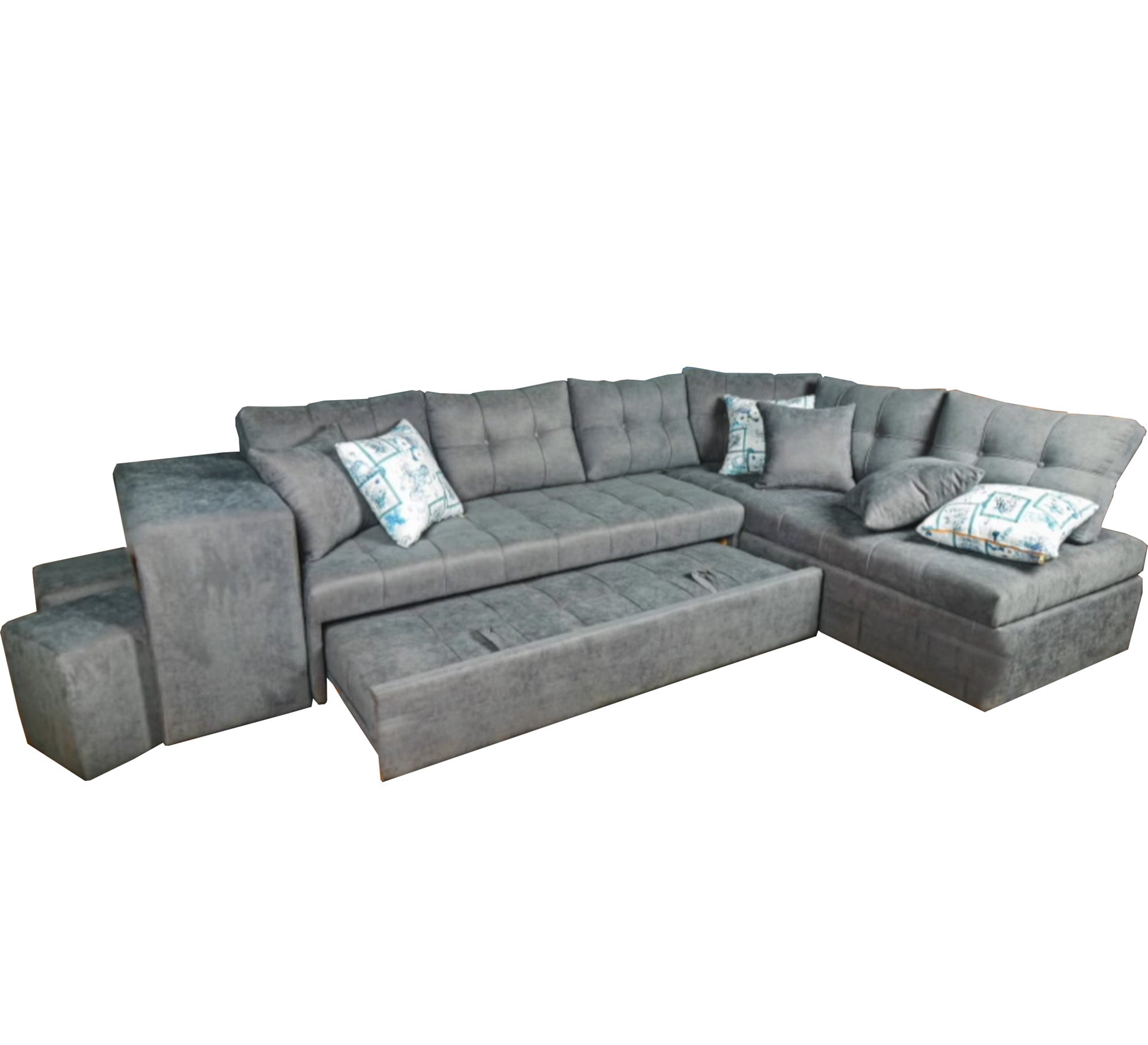 letter L grey corner - Vitrine Furniture - L - shape sofa set