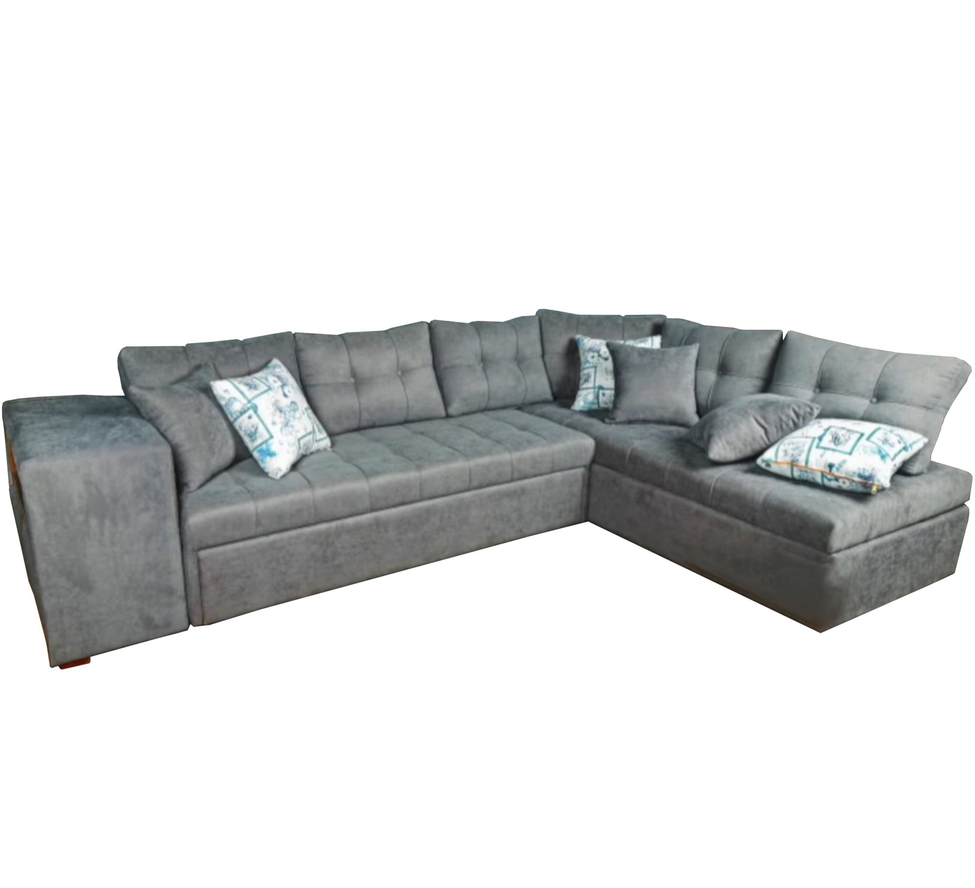 letter L grey corner - Vitrine Furniture - L - shape sofa set