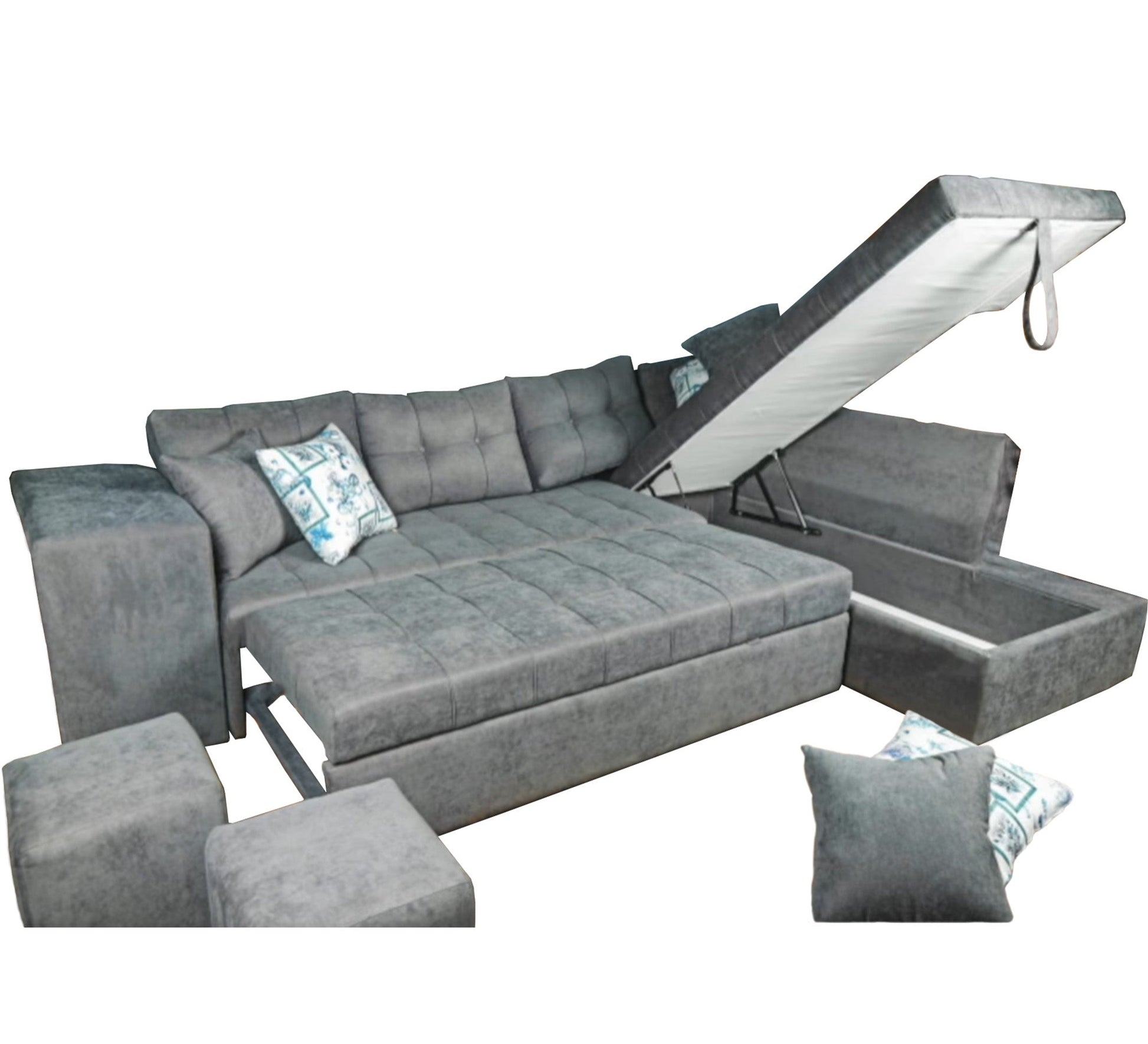 letter L grey corner - Vitrine Furniture - L - shape sofa set